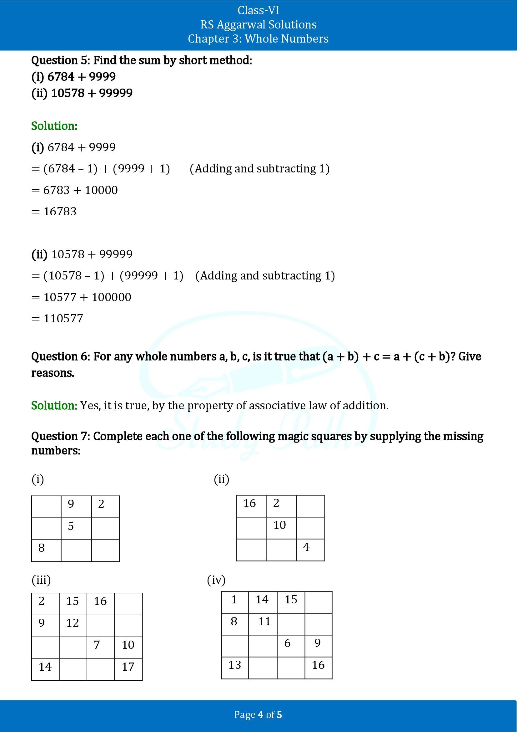 RS Aggarwal Solutions Class 6 Chapter 3 Whole Numbers Exercise 3B 00004