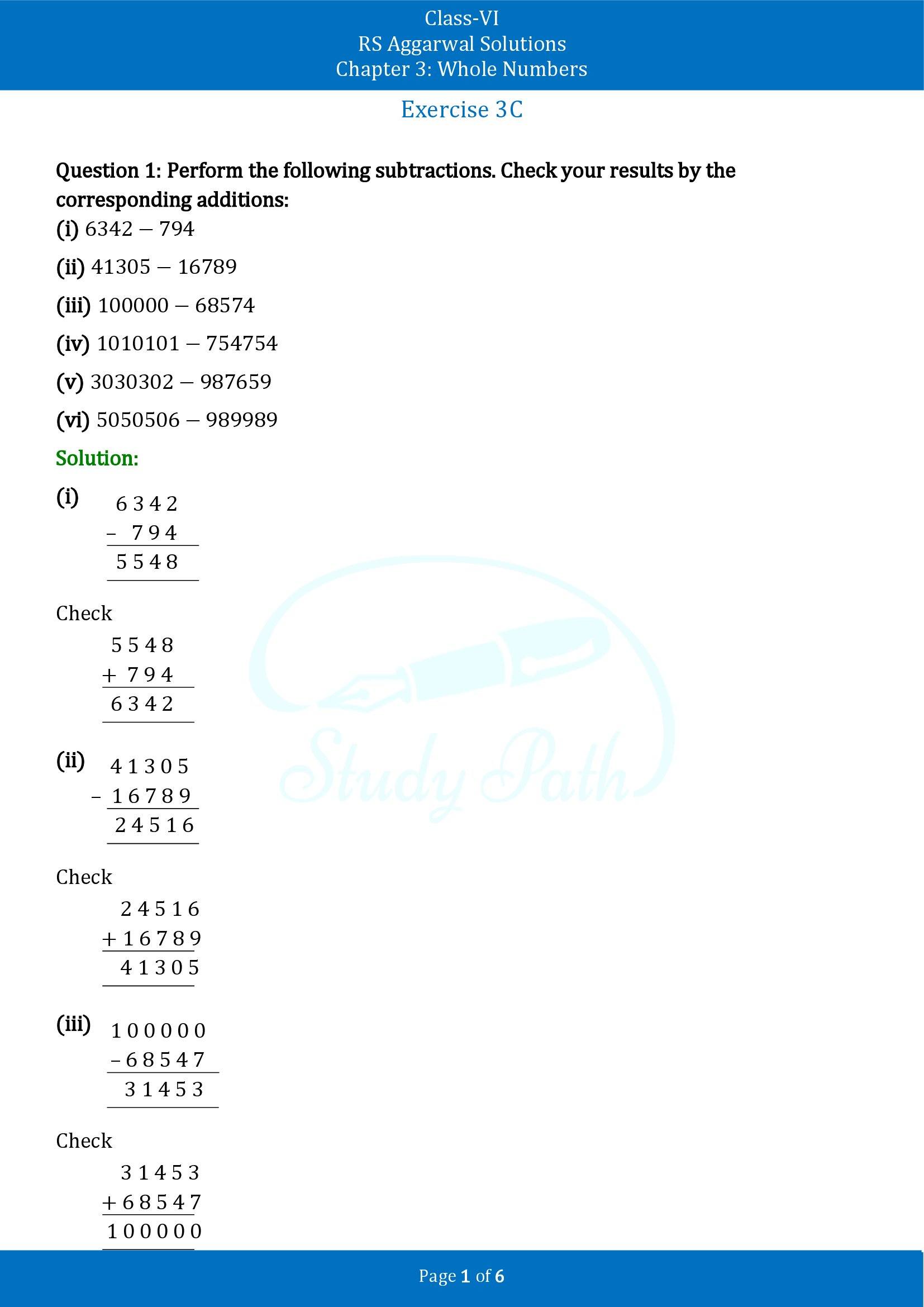 RS Aggarwal Solutions Class 6 Chapter 3 Whole Numbers Exercise 3C 00001