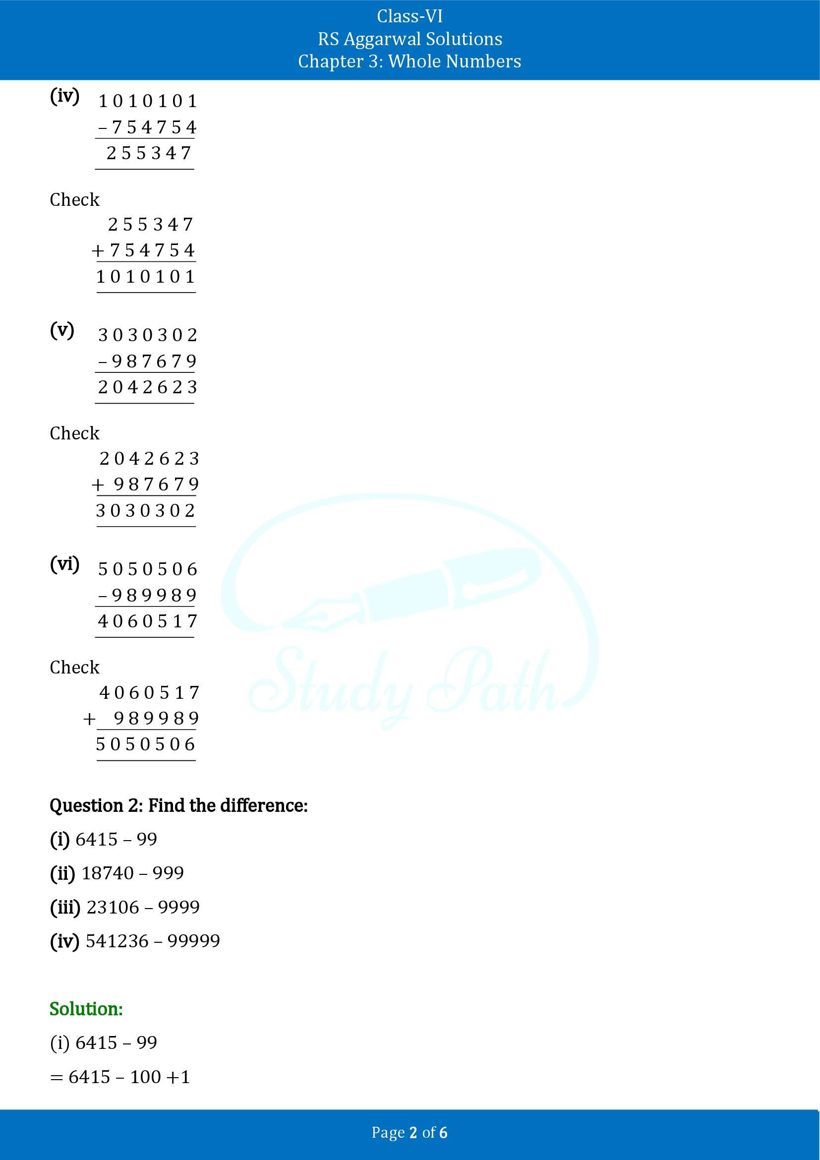 RS Aggarwal Solutions Class 6 Chapter 3 Whole Numbers Exercise 3C 00002