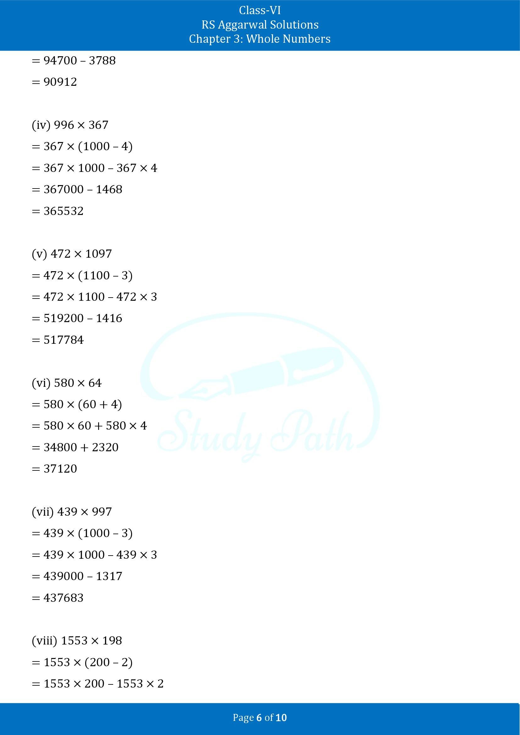 RS Aggarwal Solutions Class 6 Chapter 3 Whole Numbers Exercise 3D 00006