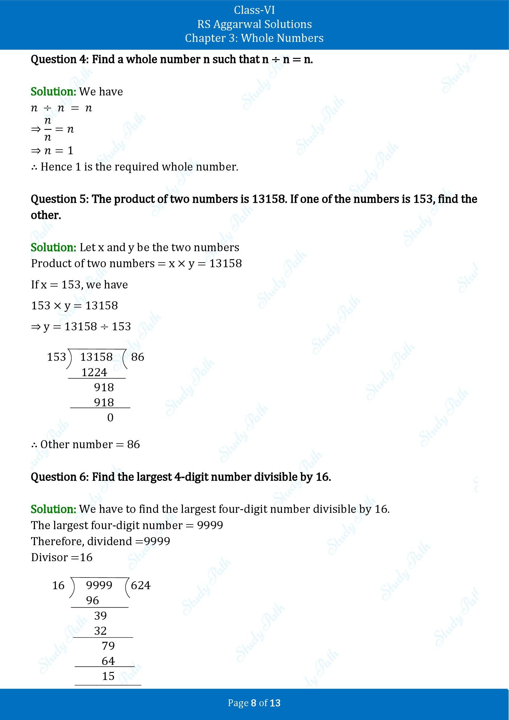 RS Aggarwal Solutions Class 6 Chapter 3 Whole Numbers Exercise 3E 00008