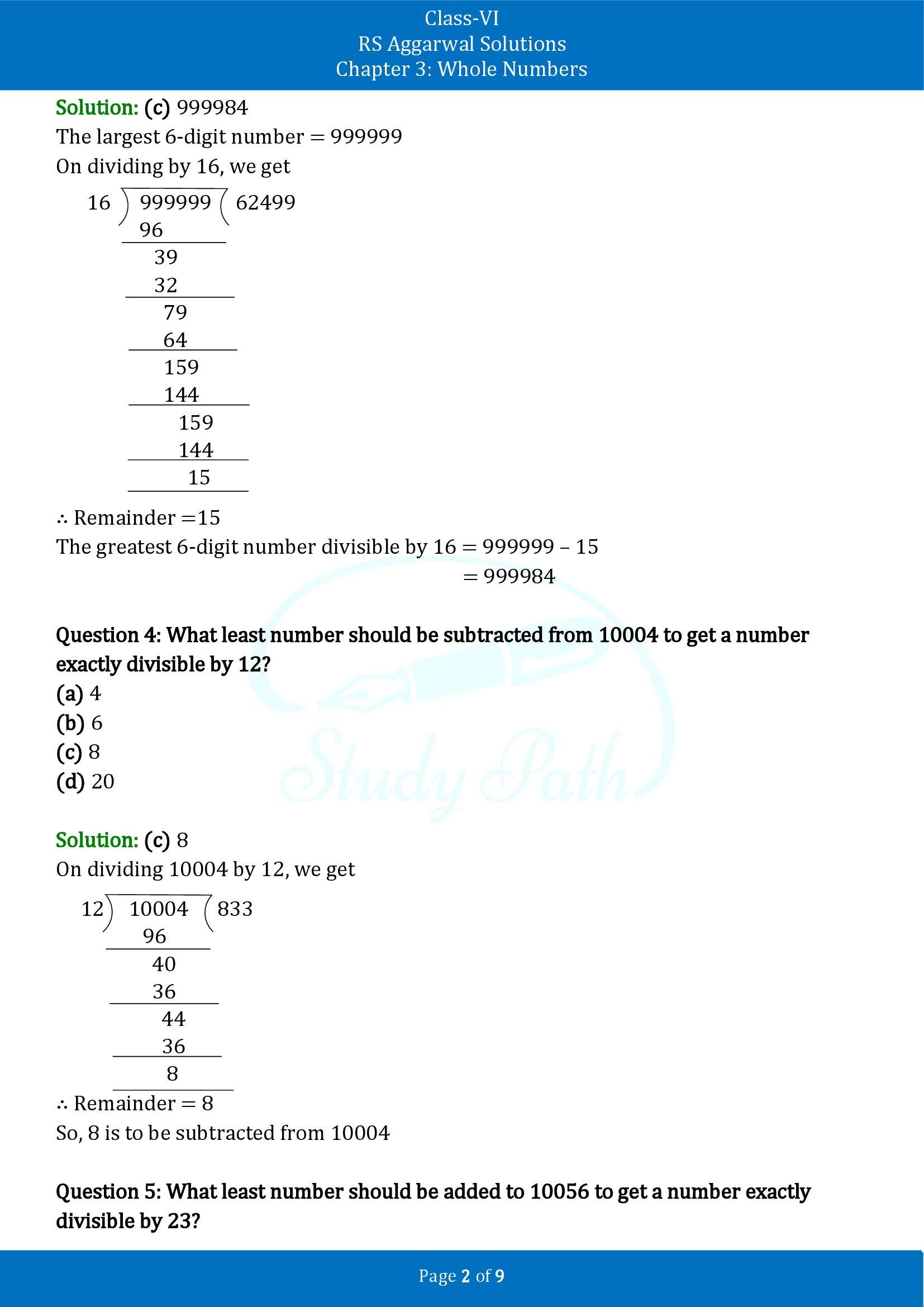 RS Aggarwal Solutions Class 6 Chapter 3 Whole Numbers Exercise 3G MCQ 00002