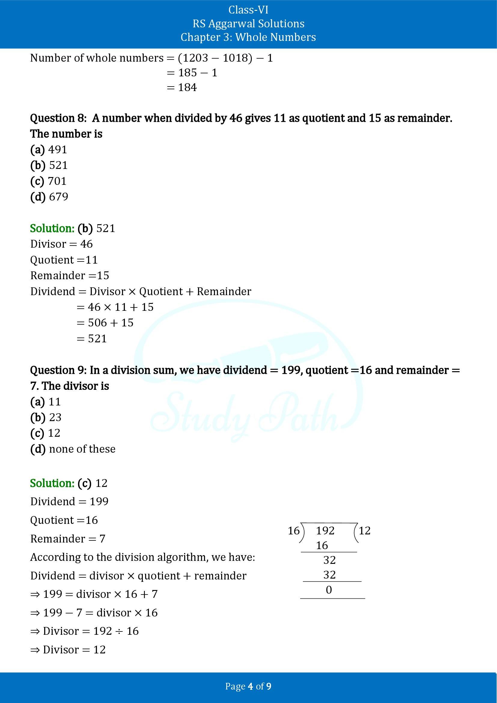 RS Aggarwal Solutions Class 6 Chapter 3 Whole Numbers Exercise 3G MCQ 00004