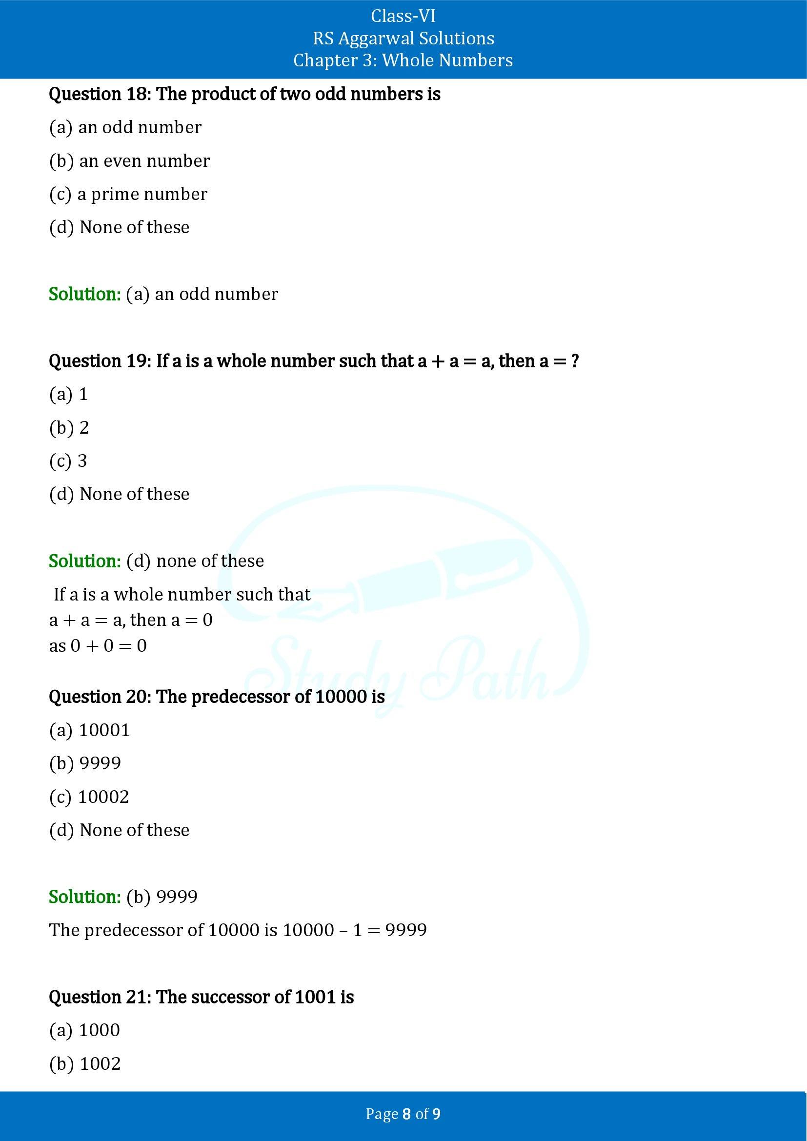 RS Aggarwal Solutions Class 6 Chapter 3 Whole Numbers Exercise 3G MCQ 00008