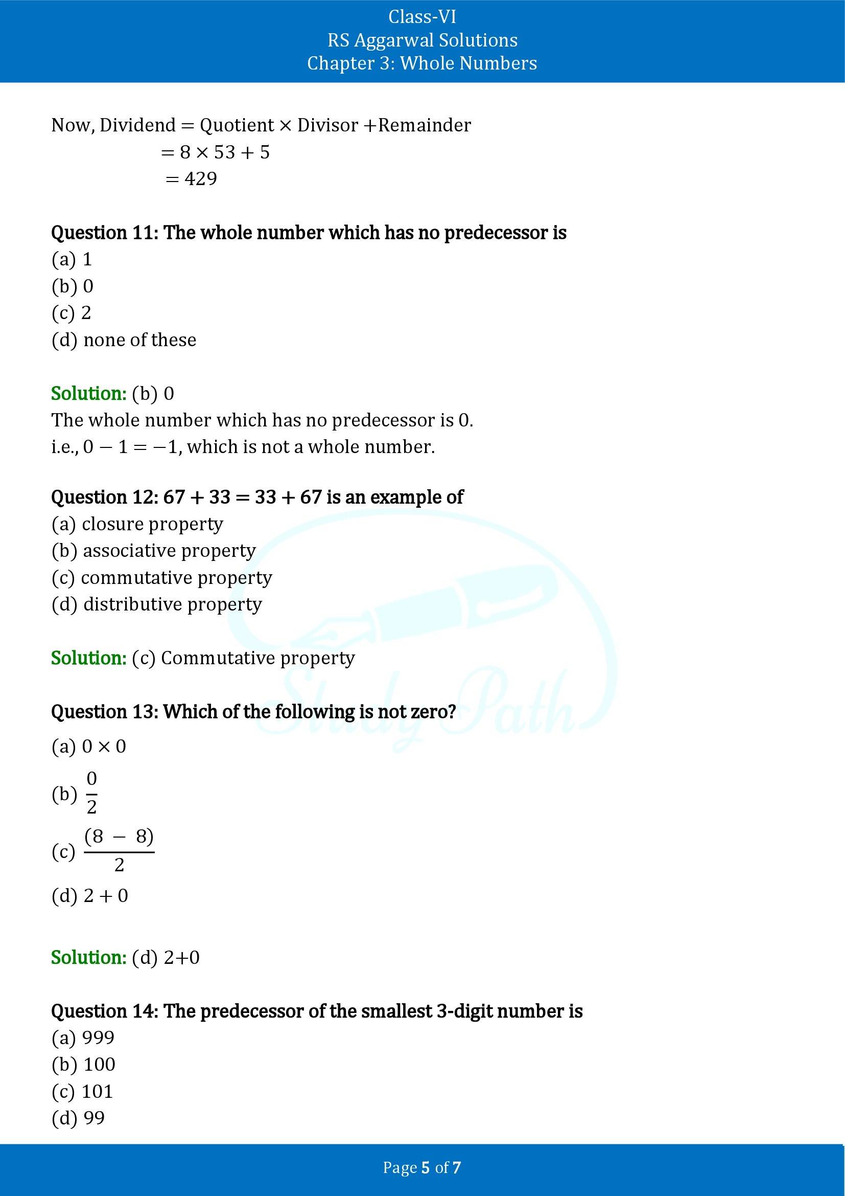 RS Aggarwal Solutions Class 6 Chapter 3 Whole Numbers Test Paper 00005