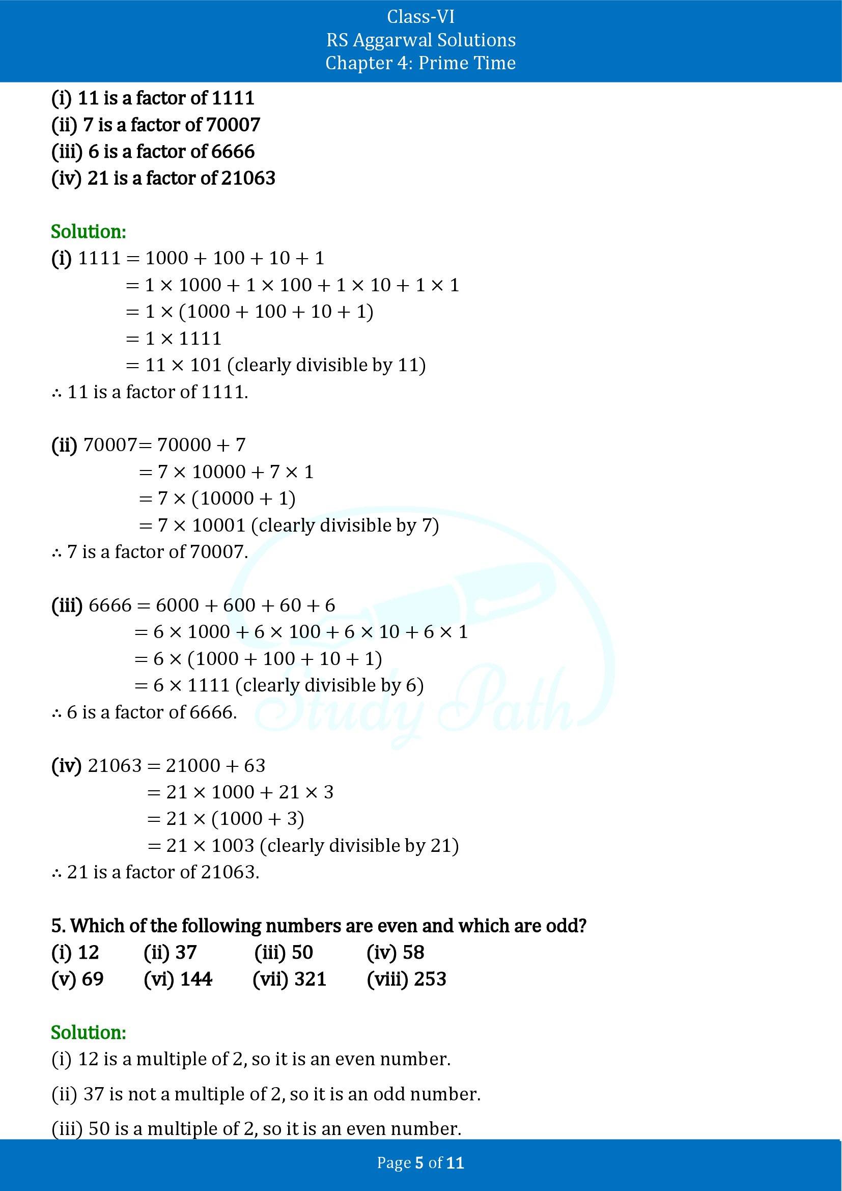 RS Aggarwal Solutions Class 6 Chapter 4 Prime Time Exercise 4A 00005