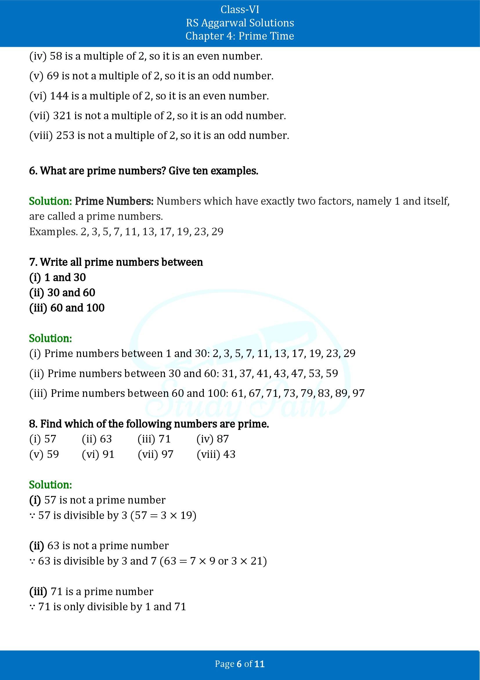 RS Aggarwal Solutions Class 6 Chapter 4 Prime Time Exercise 4A 00006