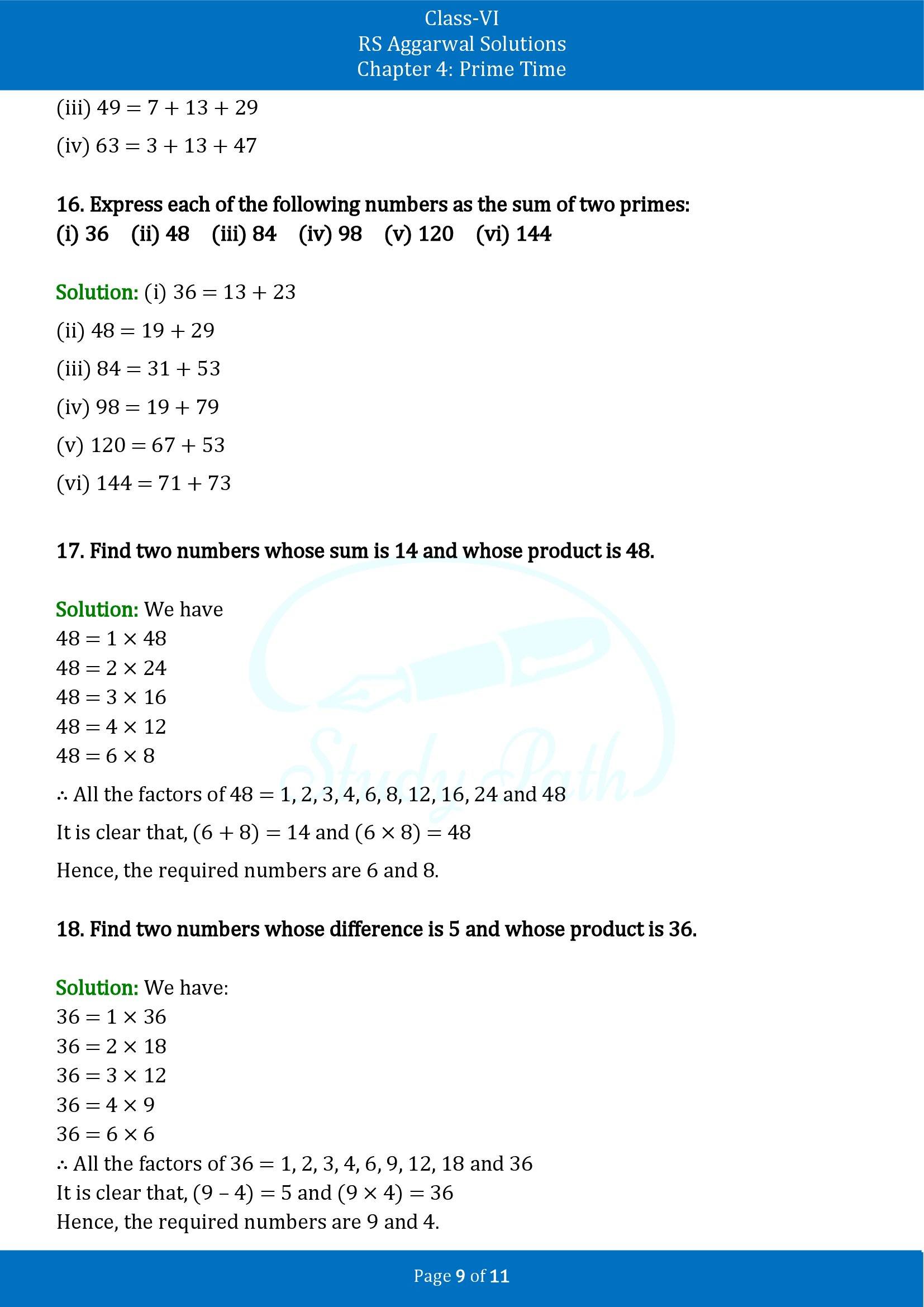 RS Aggarwal Solutions Class 6 Chapter 4 Prime Time Exercise 4A 00009