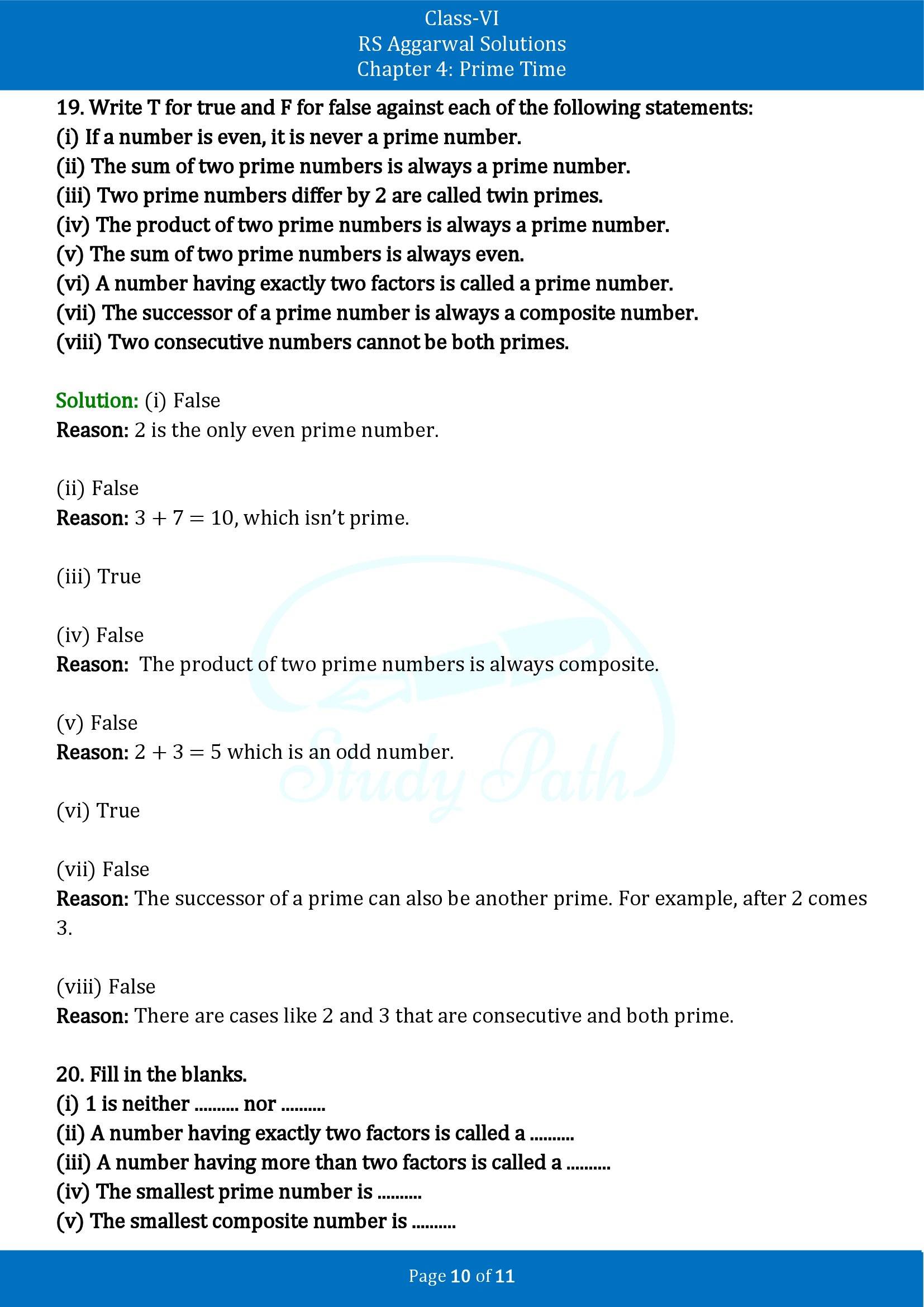 RS Aggarwal Solutions Class 6 Chapter 4 Prime Time Exercise 4A 00010