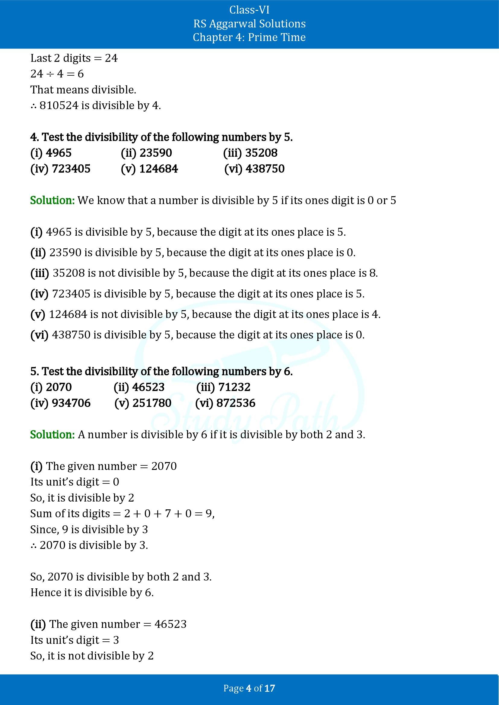 RS Aggarwal Solutions Class 6 Chapter 4 Prime Time Exercise 4B 00004