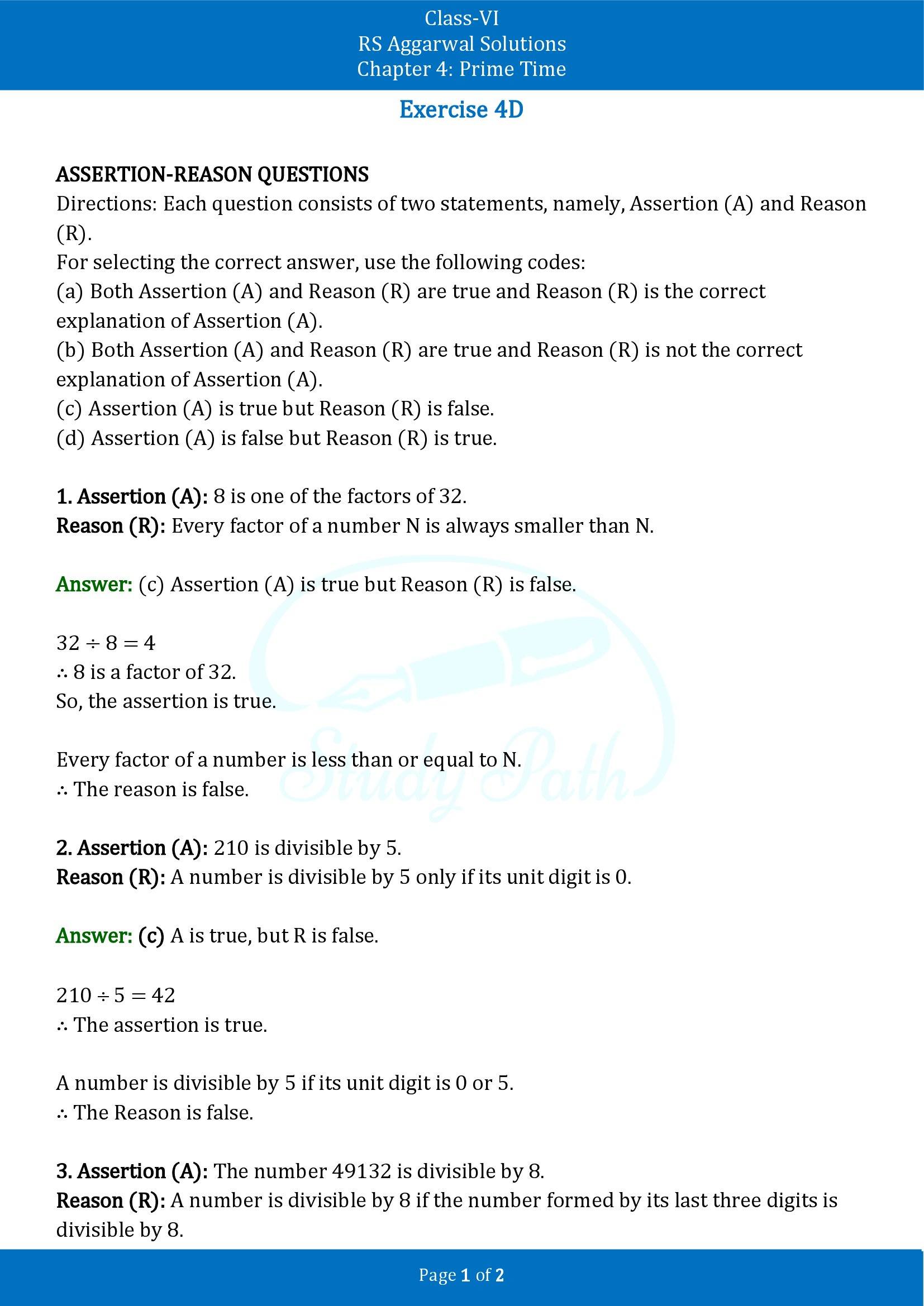 RS Aggarwal Solutions Class 6 Chapter 4 Prime Time Exercise 4D 00001