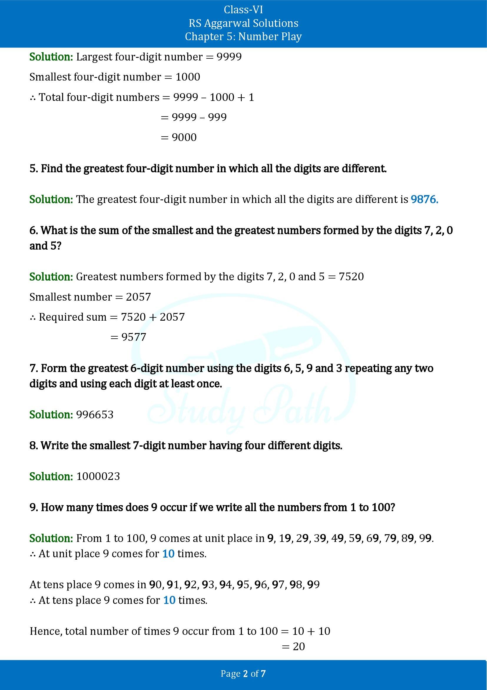 RS Aggarwal Solutions Class 6 Chapter 5 Number Play Exercise 5 00002