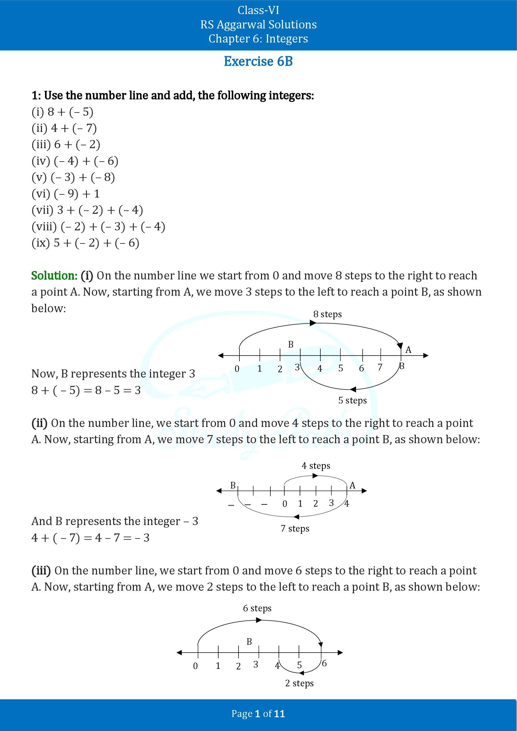 RS Aggarwal Solutions Class 6 Chapter 6 Integers Exercise 6B 00001