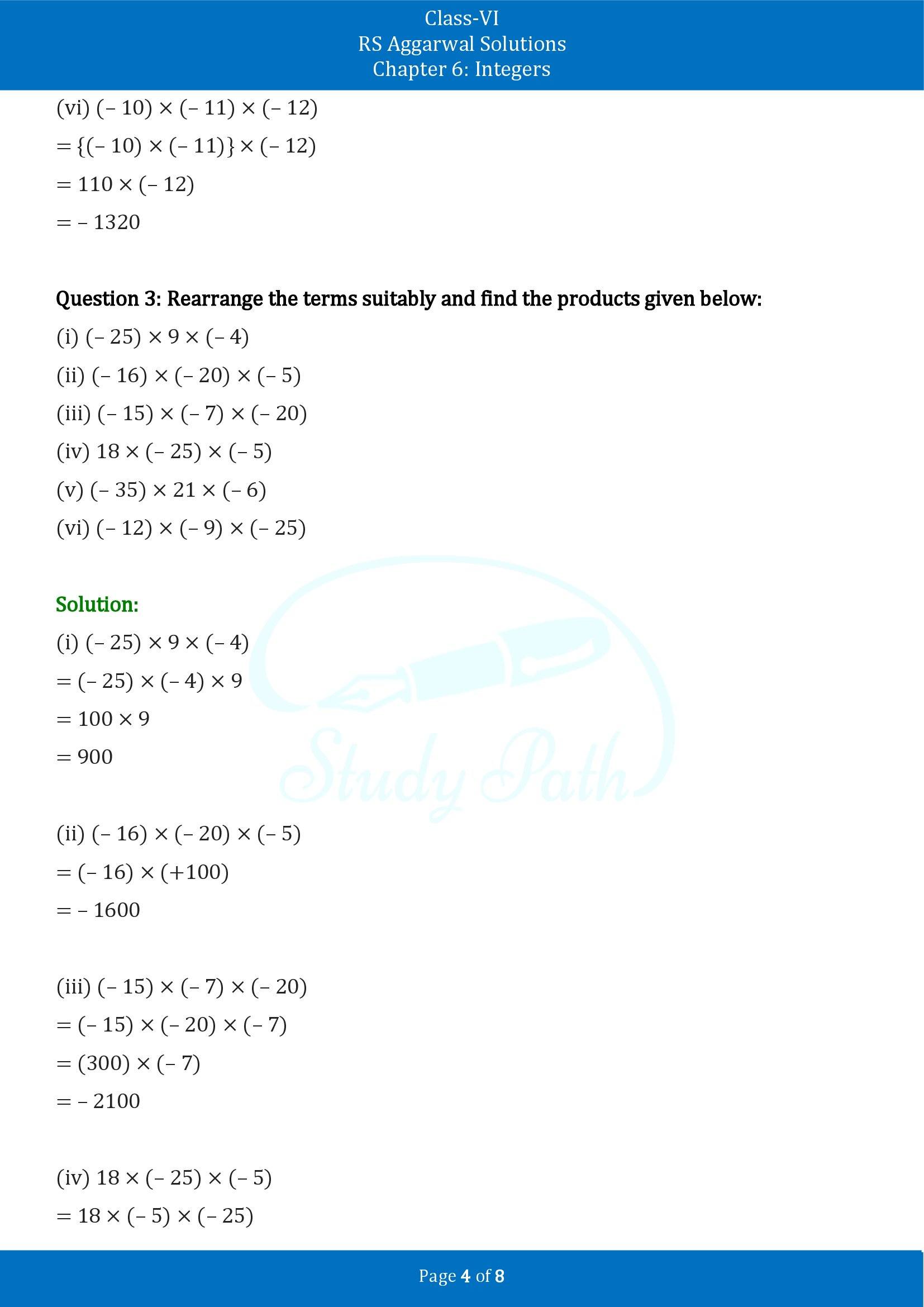 RS Aggarwal Solutions Class 6 Chapter 6 Integers Exercise 6D 00004
