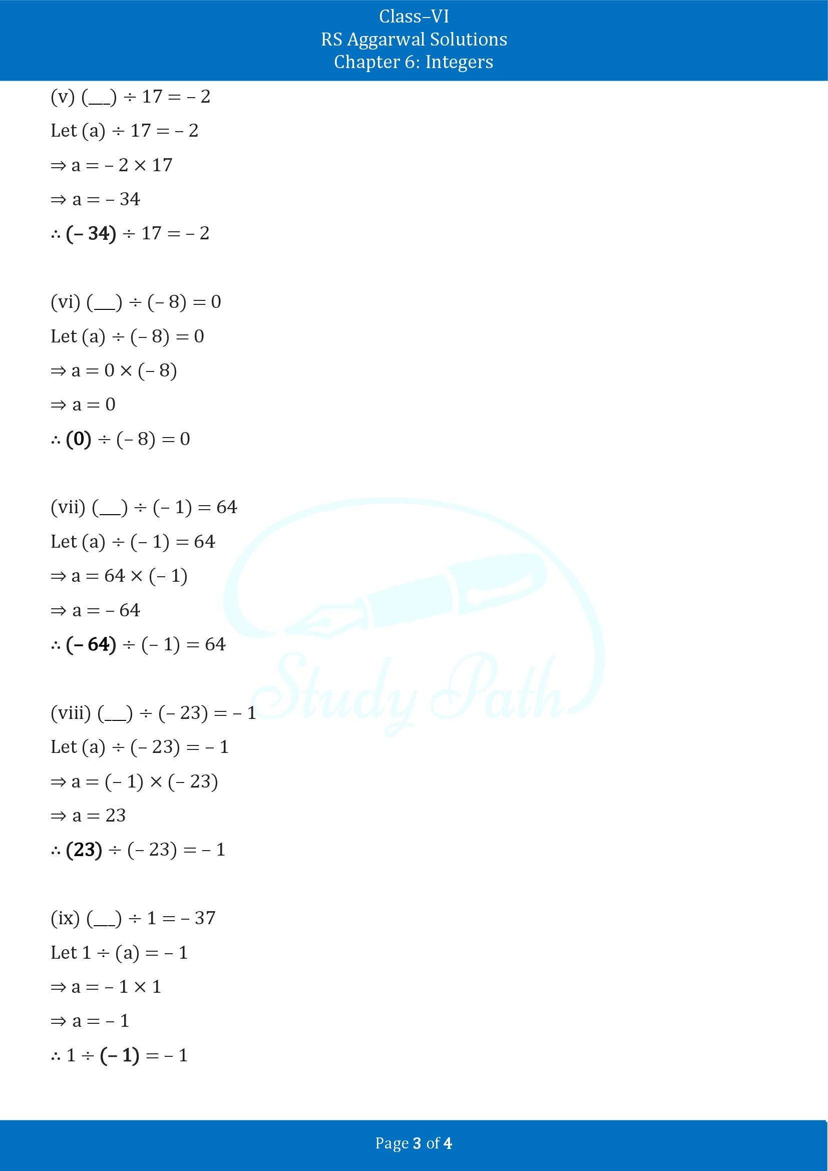 RS Aggarwal Solutions Class 6 Chapter 6 Integers Exercise 6E 00003