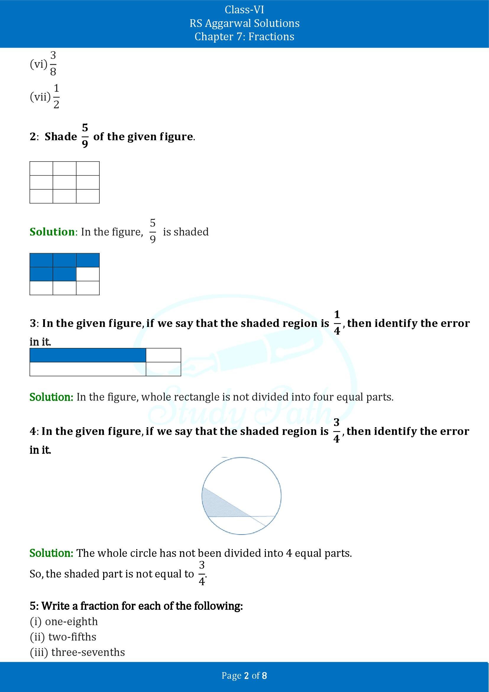 RS Aggarwal Solutions Class 6 Chapter 7 Fractions Exercise 7A 00002