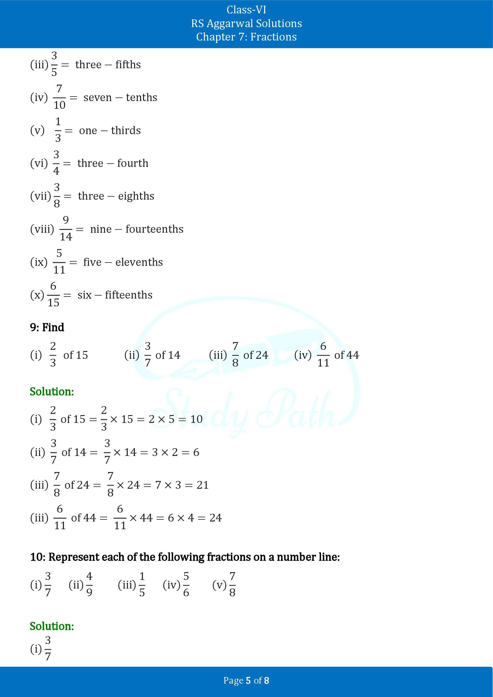 RS Aggarwal Solutions Class 6 Chapter 7 Fractions Exercise 7A 00005