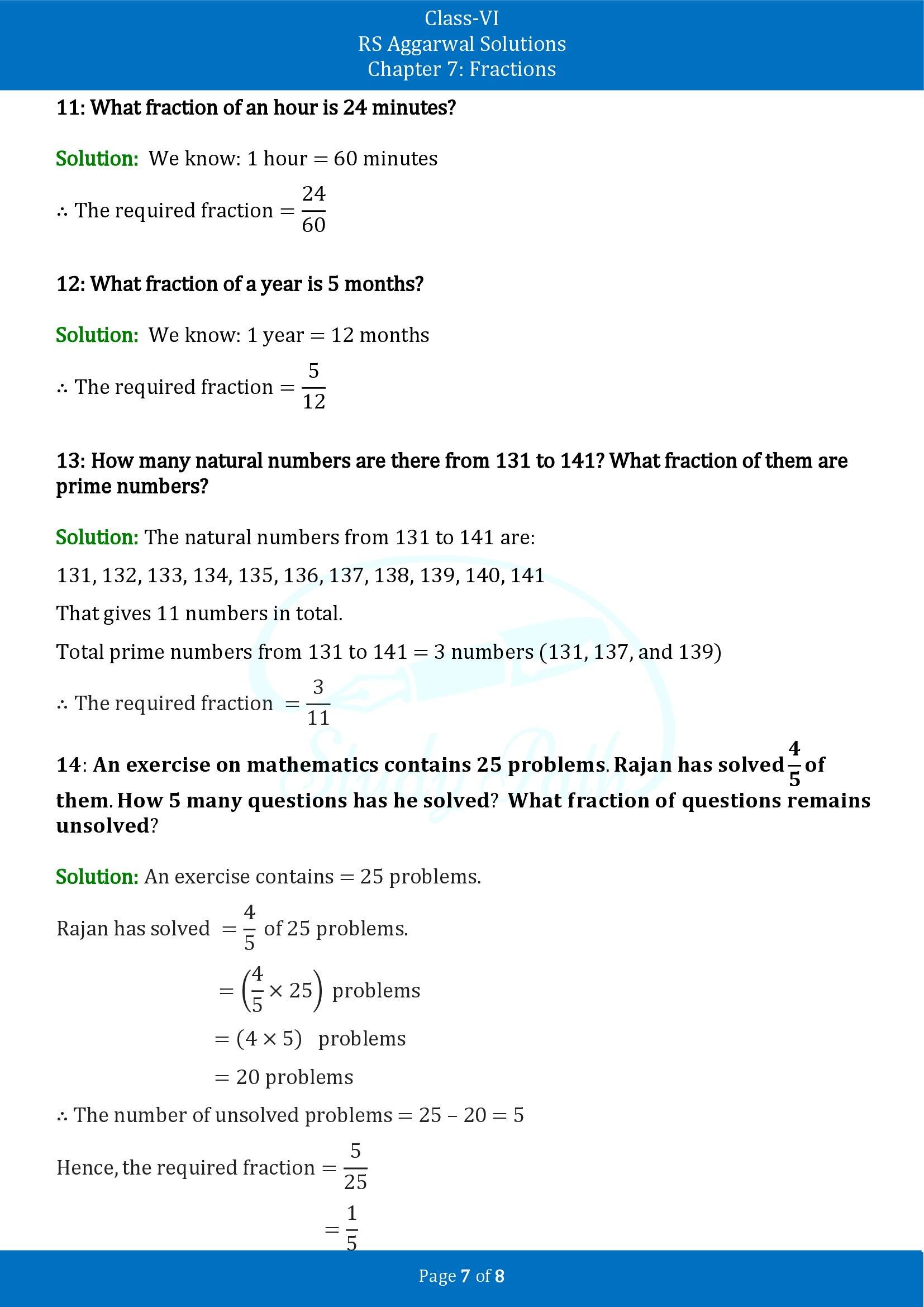 RS Aggarwal Solutions Class 6 Chapter 7 Fractions Exercise 7A 00007