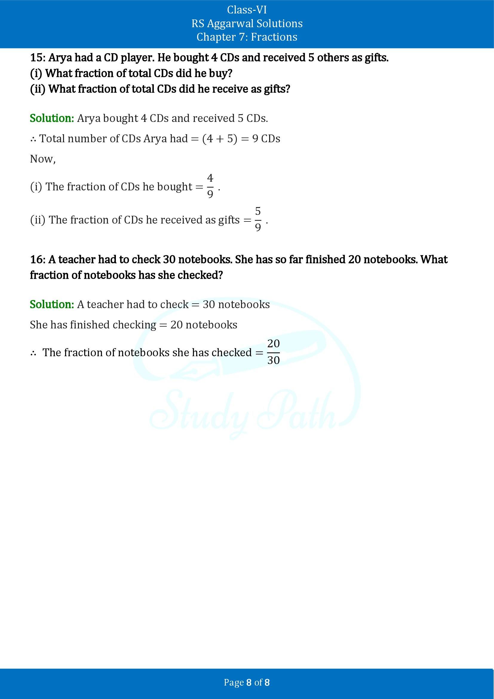 RS Aggarwal Solutions Class 6 Chapter 7 Fractions Exercise 7A 00008