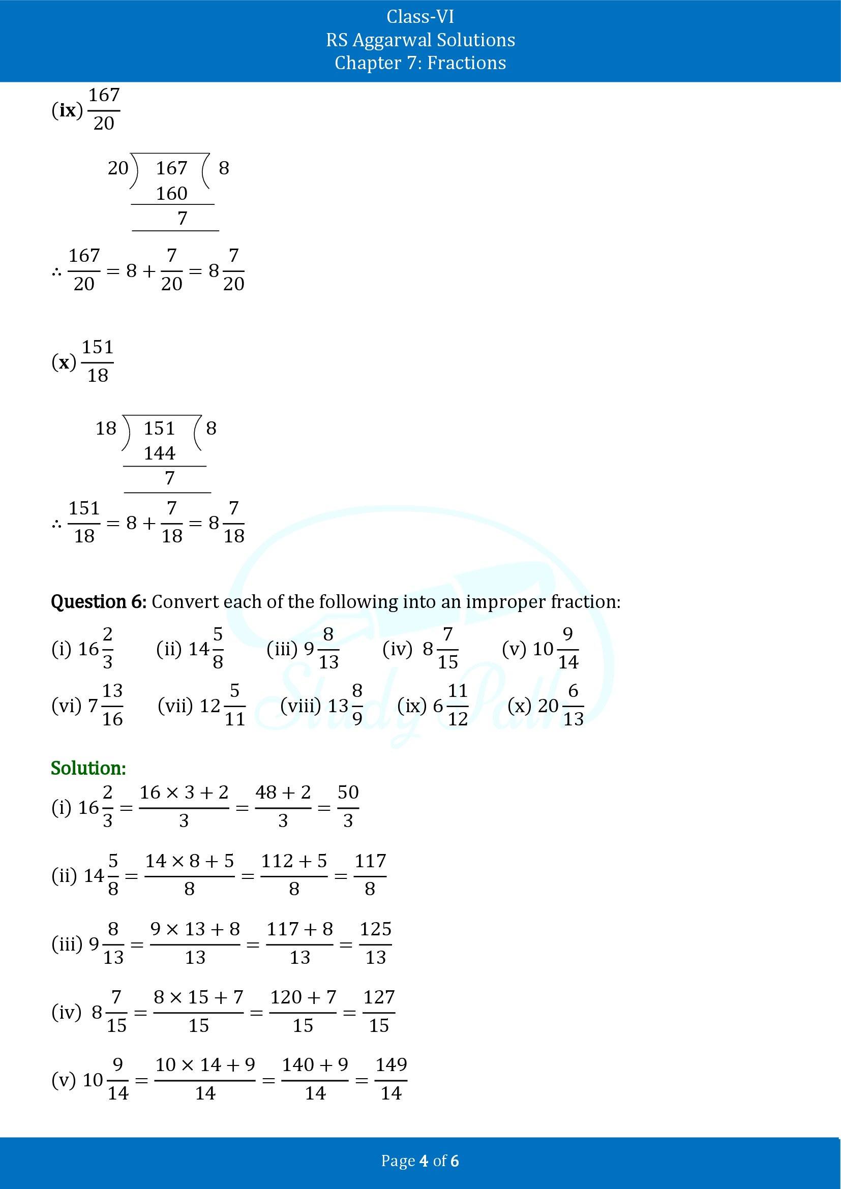RS Aggarwal Solutions Class 6 Chapter 7 Fractions Exercise 7B 00004