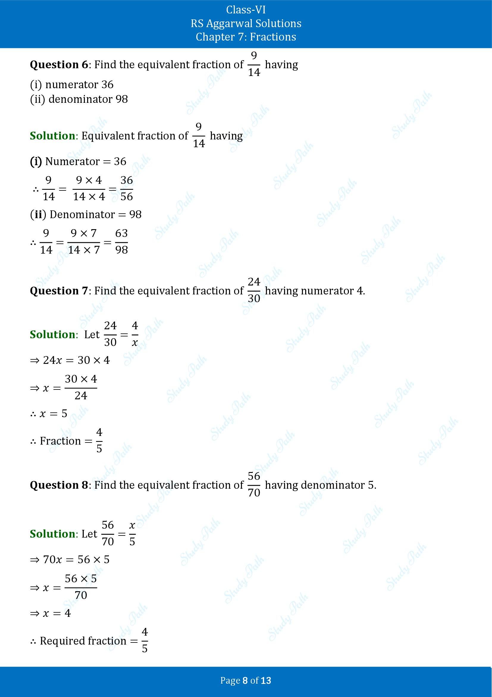 RS Aggarwal Solutions Class 6 Chapter 7 Fractions Exercise 7C 00008
