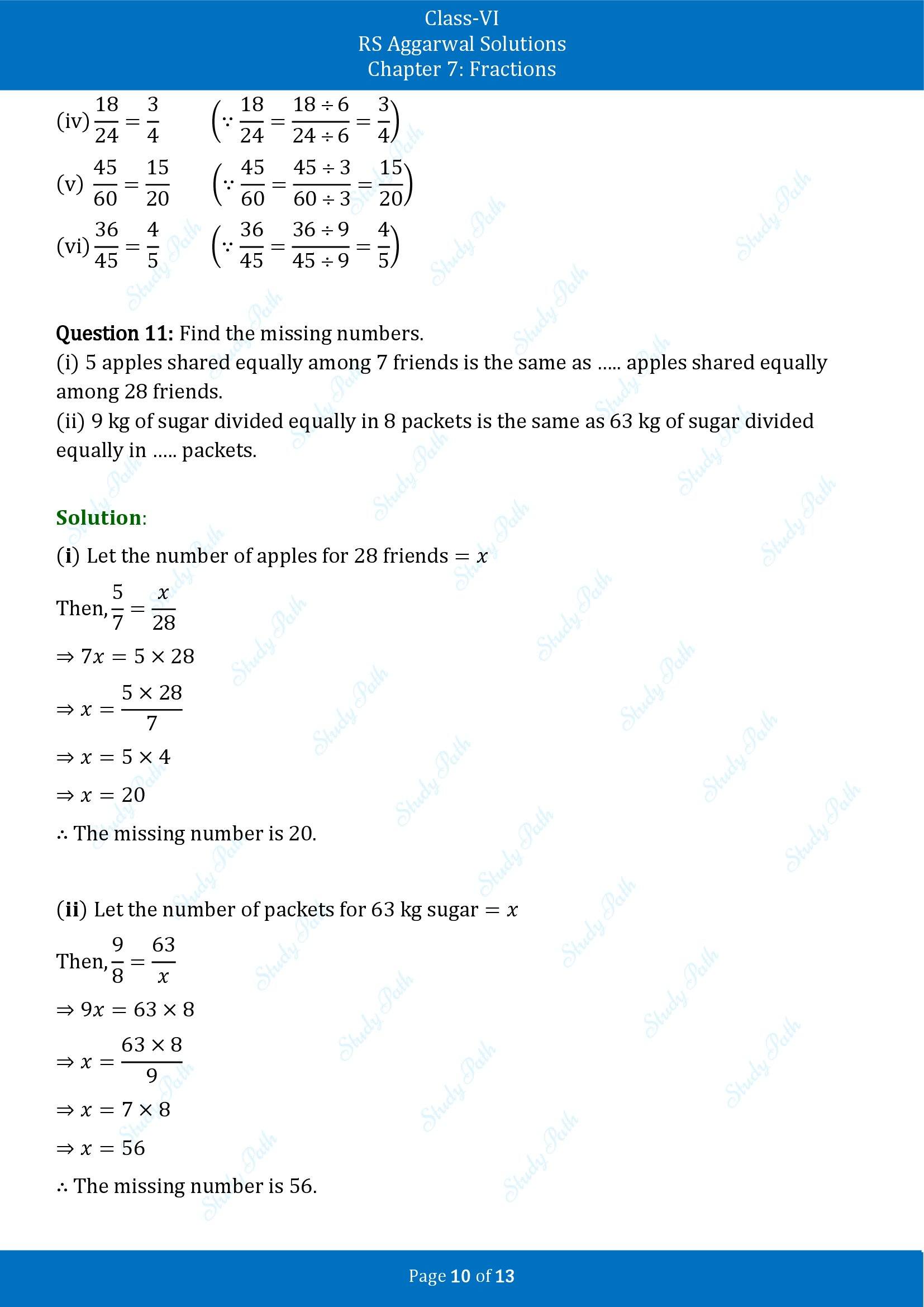 RS Aggarwal Solutions Class 6 Chapter 7 Fractions Exercise 7C 00010