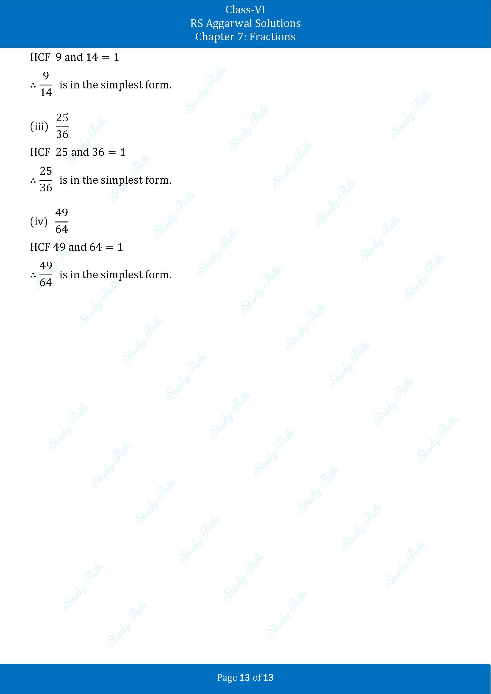 RS Aggarwal Solutions Class 6 Chapter 7 Fractions Exercise 7C 00013