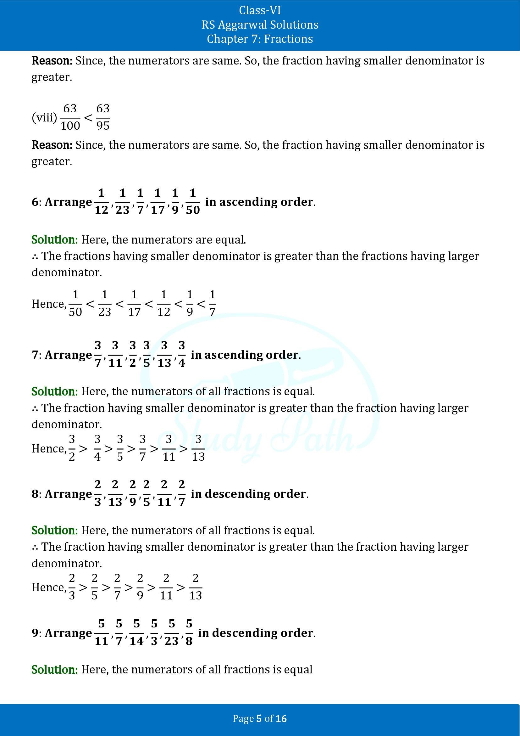 RS Aggarwal Solutions Class 6 Chapter 7 Fractions Exercise 7D 00005