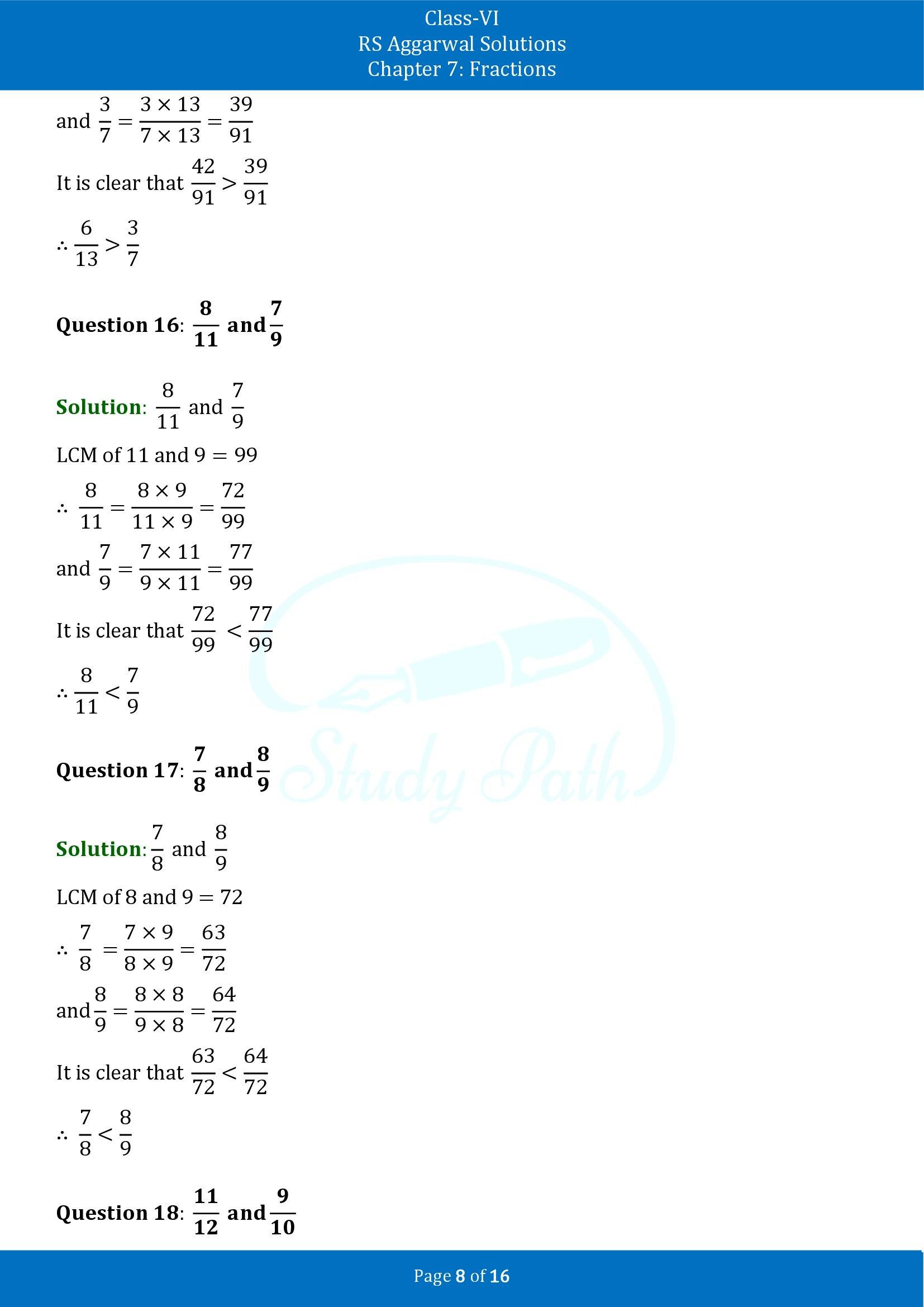 RS Aggarwal Solutions Class 6 Chapter 7 Fractions Exercise 7D 00008