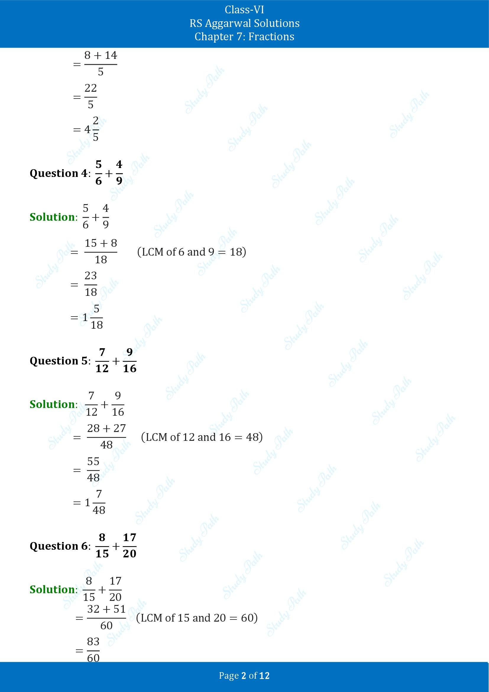 RS Aggarwal Solutions Class 6 Chapter 7 Fractions Exercise 7E 00002