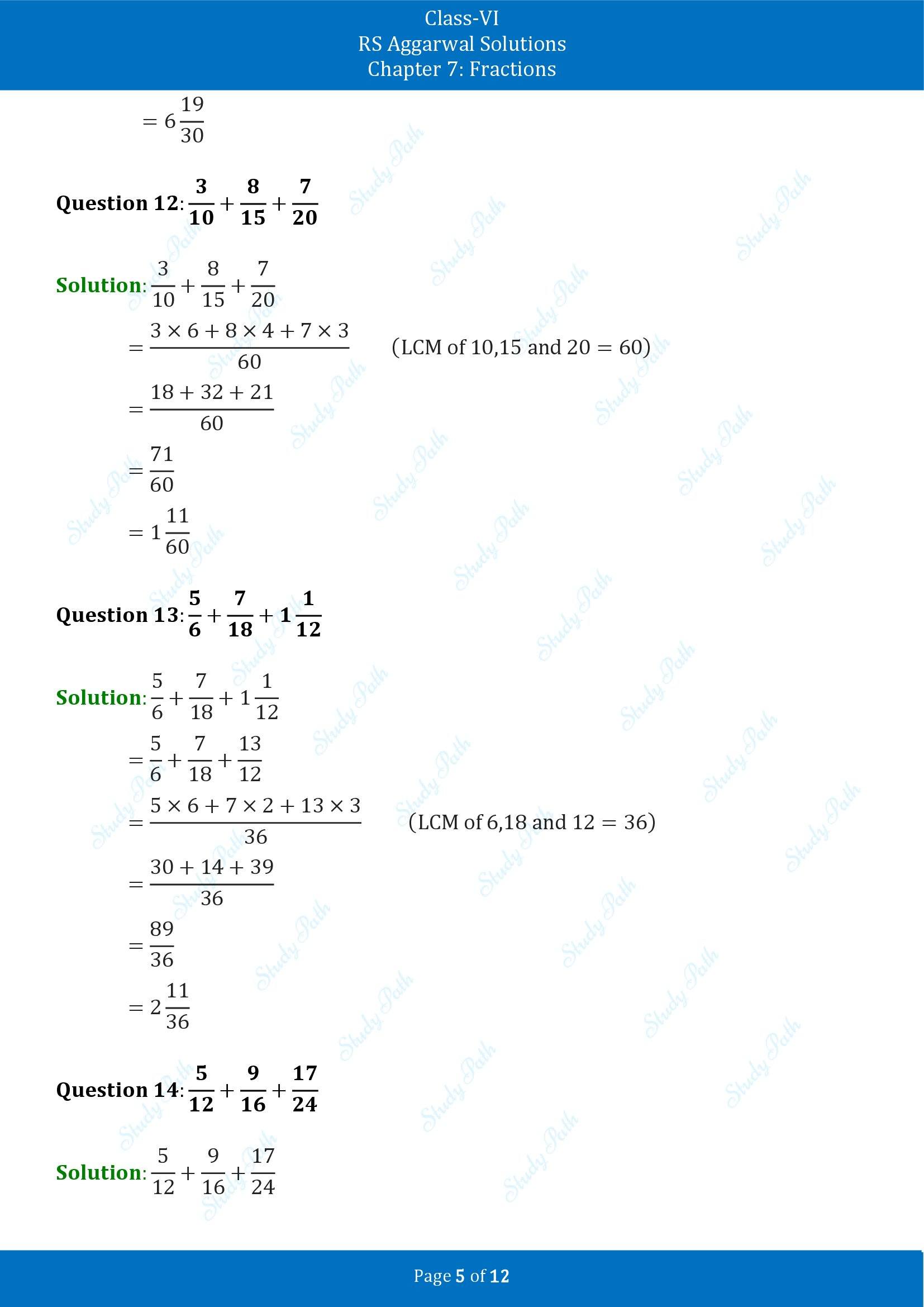 RS Aggarwal Solutions Class 6 Chapter 7 Fractions Exercise 7E 00005