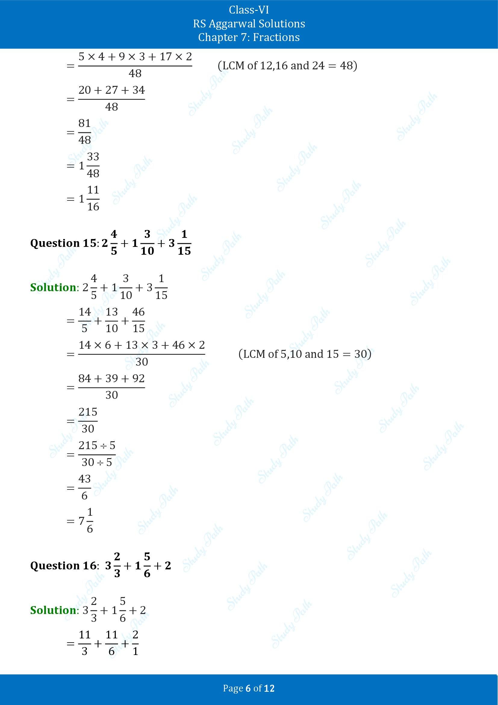 RS Aggarwal Solutions Class 6 Chapter 7 Fractions Exercise 7E 00006