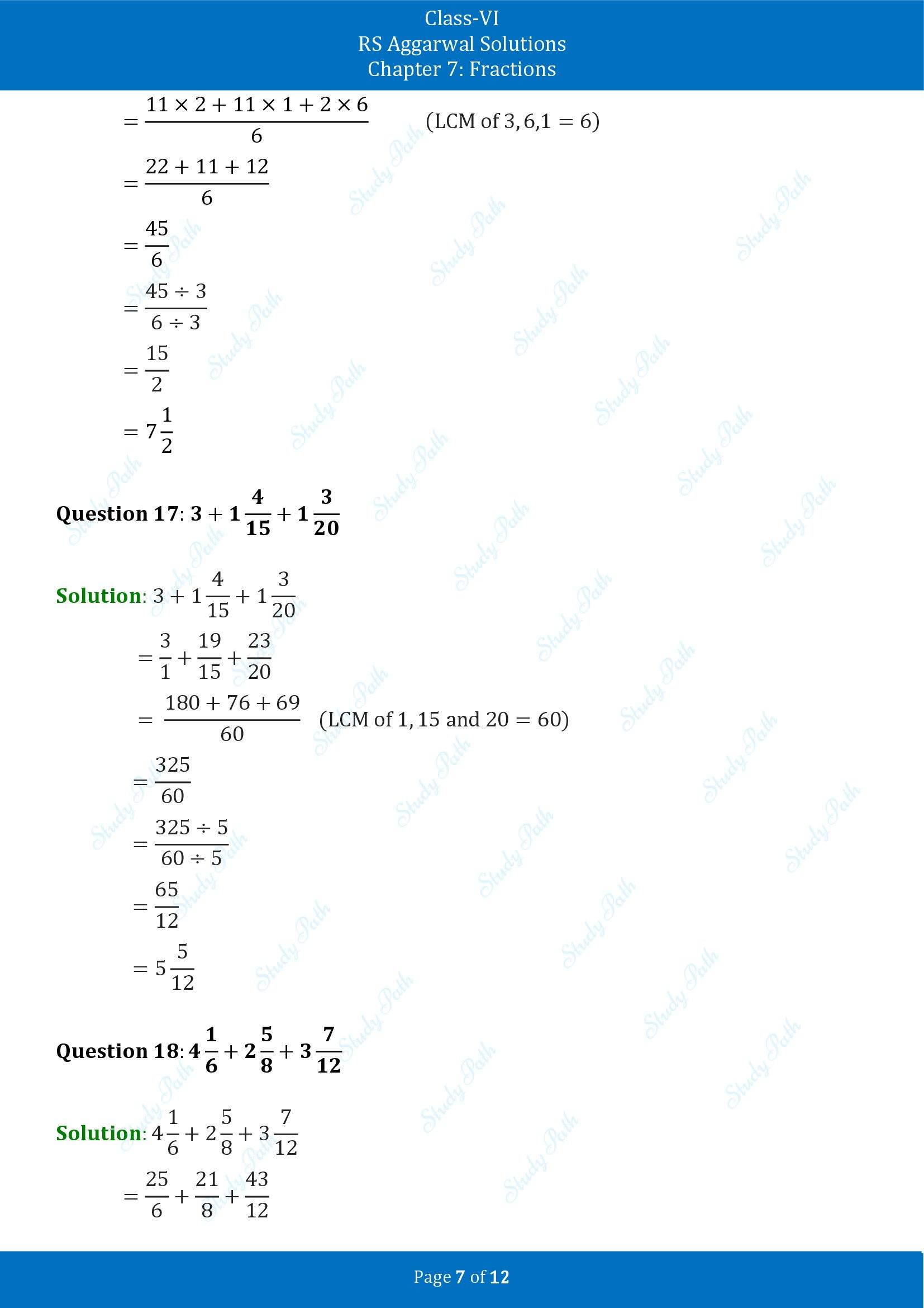 RS Aggarwal Solutions Class 6 Chapter 7 Fractions Exercise 7E 00007