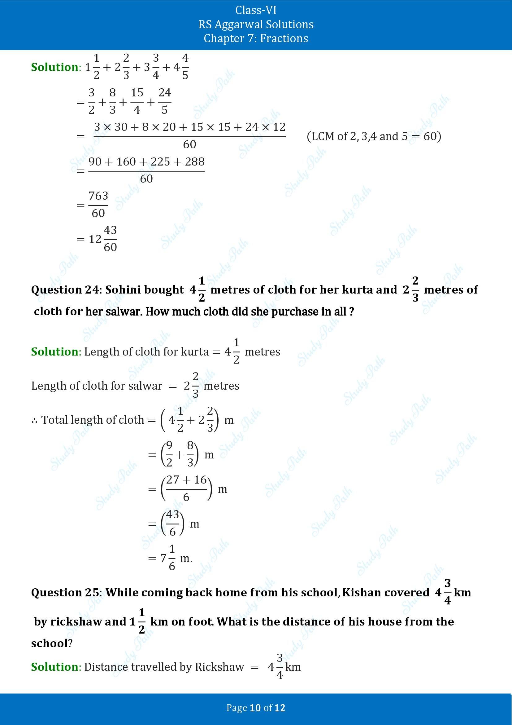 RS Aggarwal Solutions Class 6 Chapter 7 Fractions Exercise 7E 00010