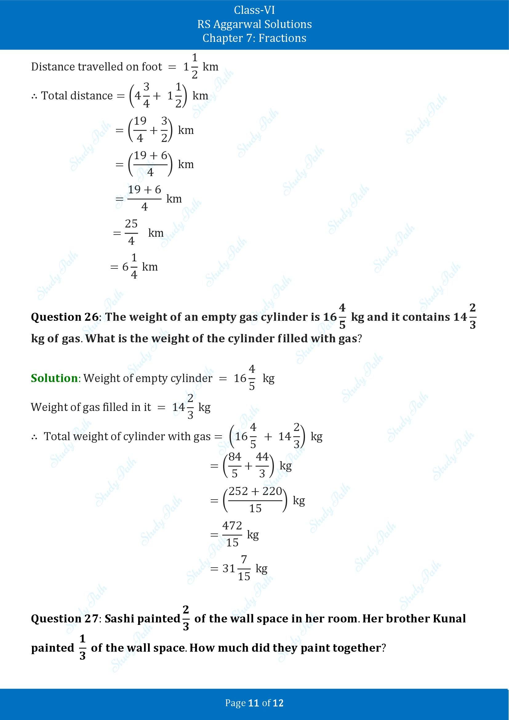 RS Aggarwal Solutions Class 6 Chapter 7 Fractions Exercise 7E 00011