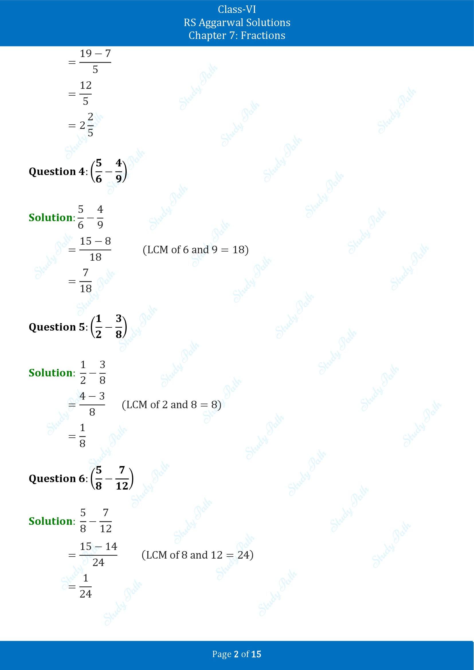 RS Aggarwal Solutions Class 6 Chapter 7 Fractions Exercise 7F 00002