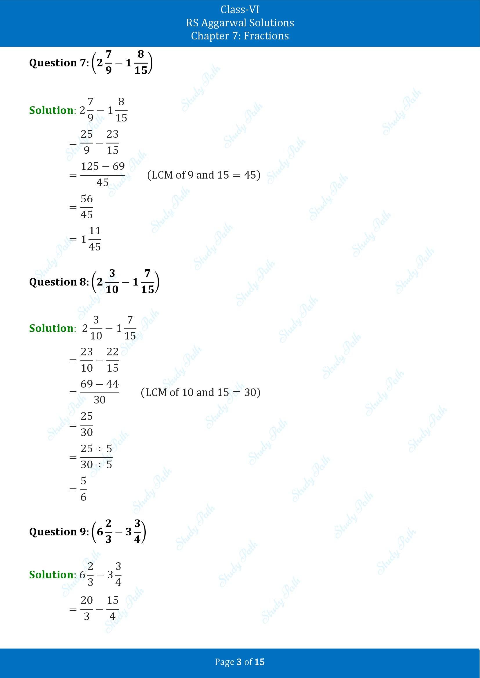 RS Aggarwal Solutions Class 6 Chapter 7 Fractions Exercise 7F 00003