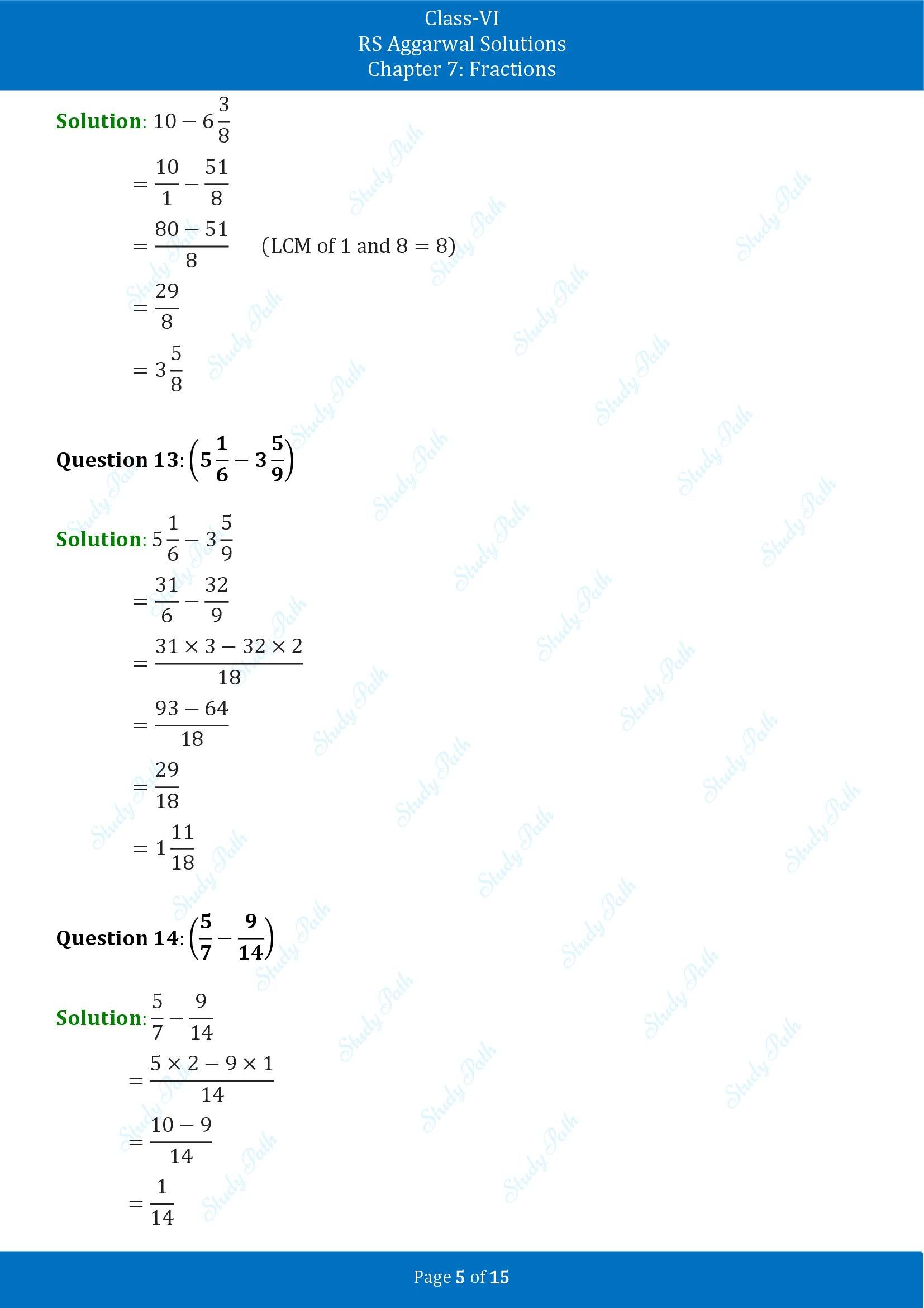 RS Aggarwal Solutions Class 6 Chapter 7 Fractions Exercise 7F 00005
