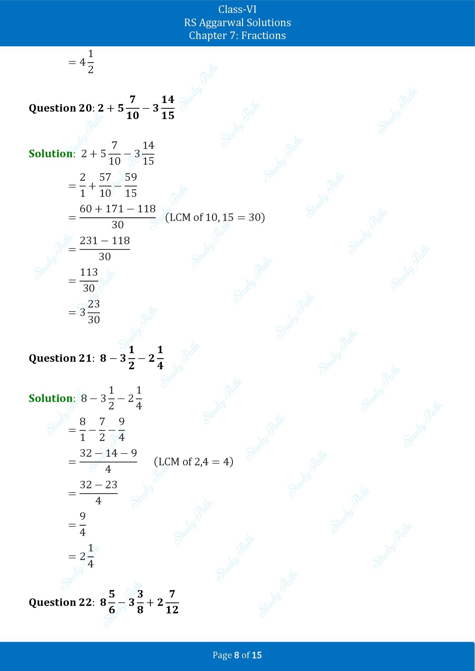 RS Aggarwal Solutions Class 6 Chapter 7 Fractions Exercise 7F 00008