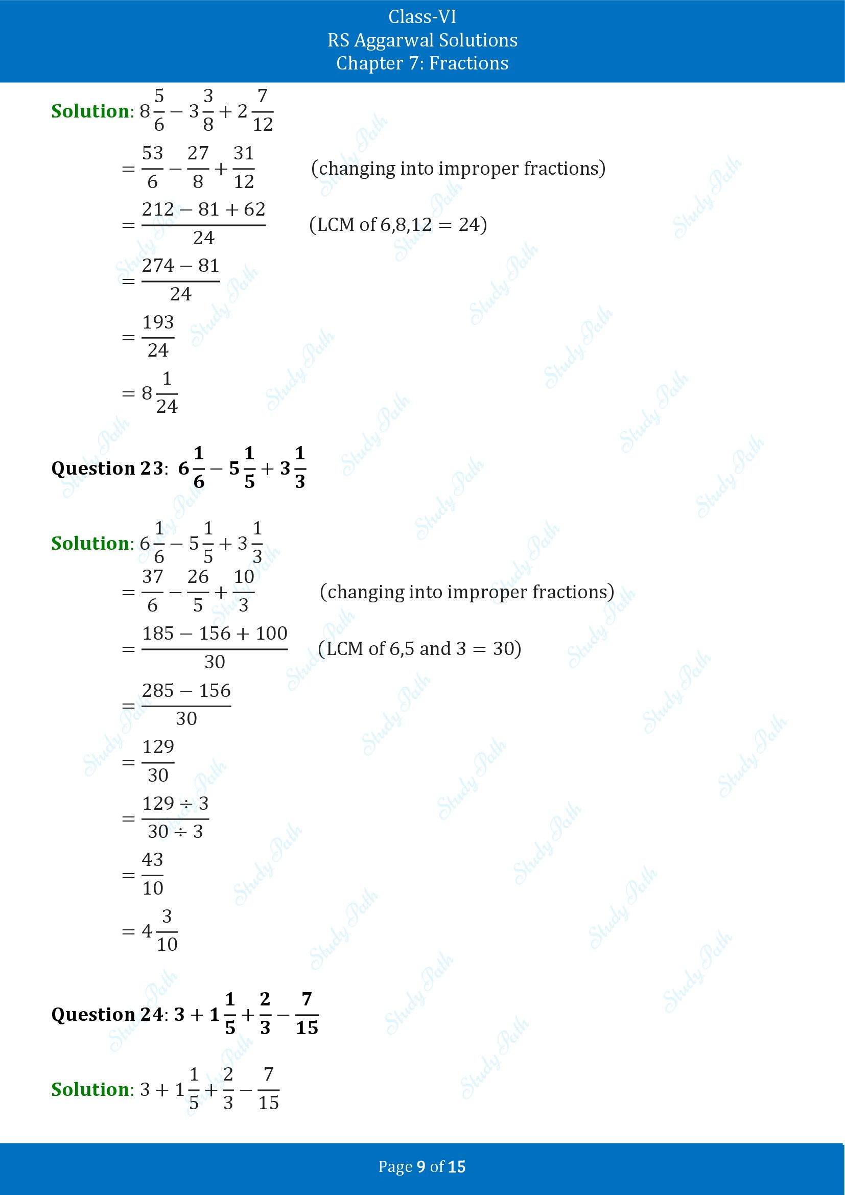 RS Aggarwal Solutions Class 6 Chapter 7 Fractions Exercise 7F 00009