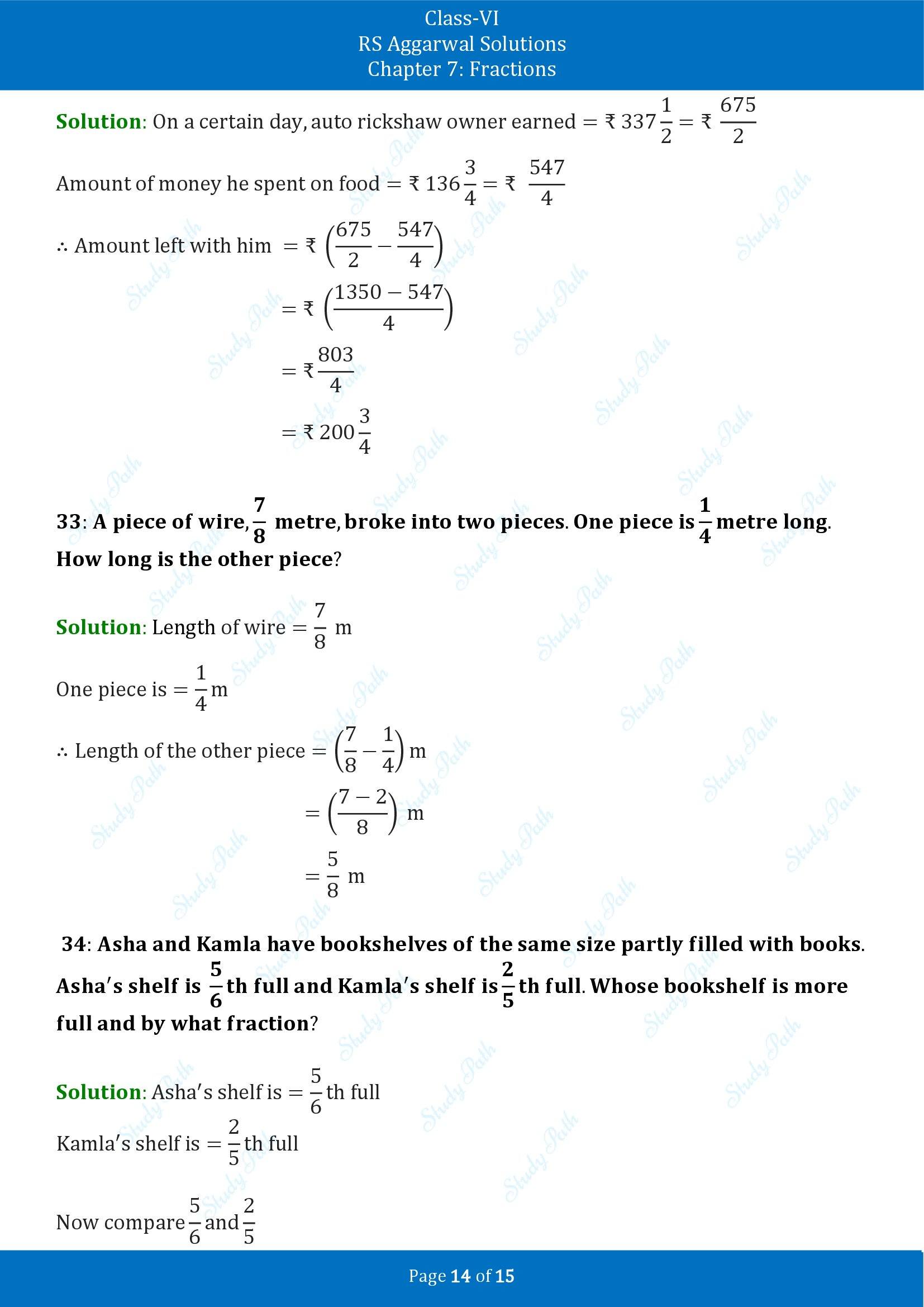 RS Aggarwal Solutions Class 6 Chapter 7 Fractions Exercise 7F 00014