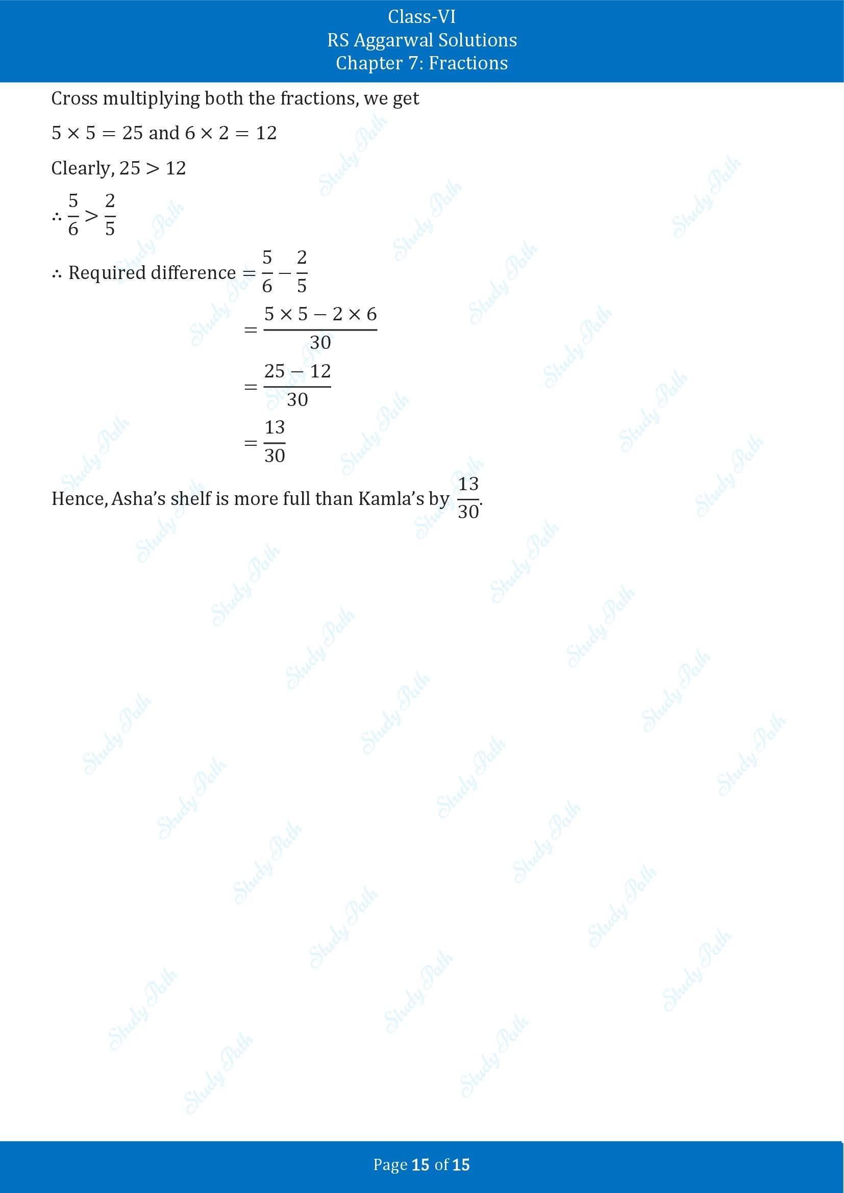 RS Aggarwal Solutions Class 6 Chapter 7 Fractions Exercise 7F 00015