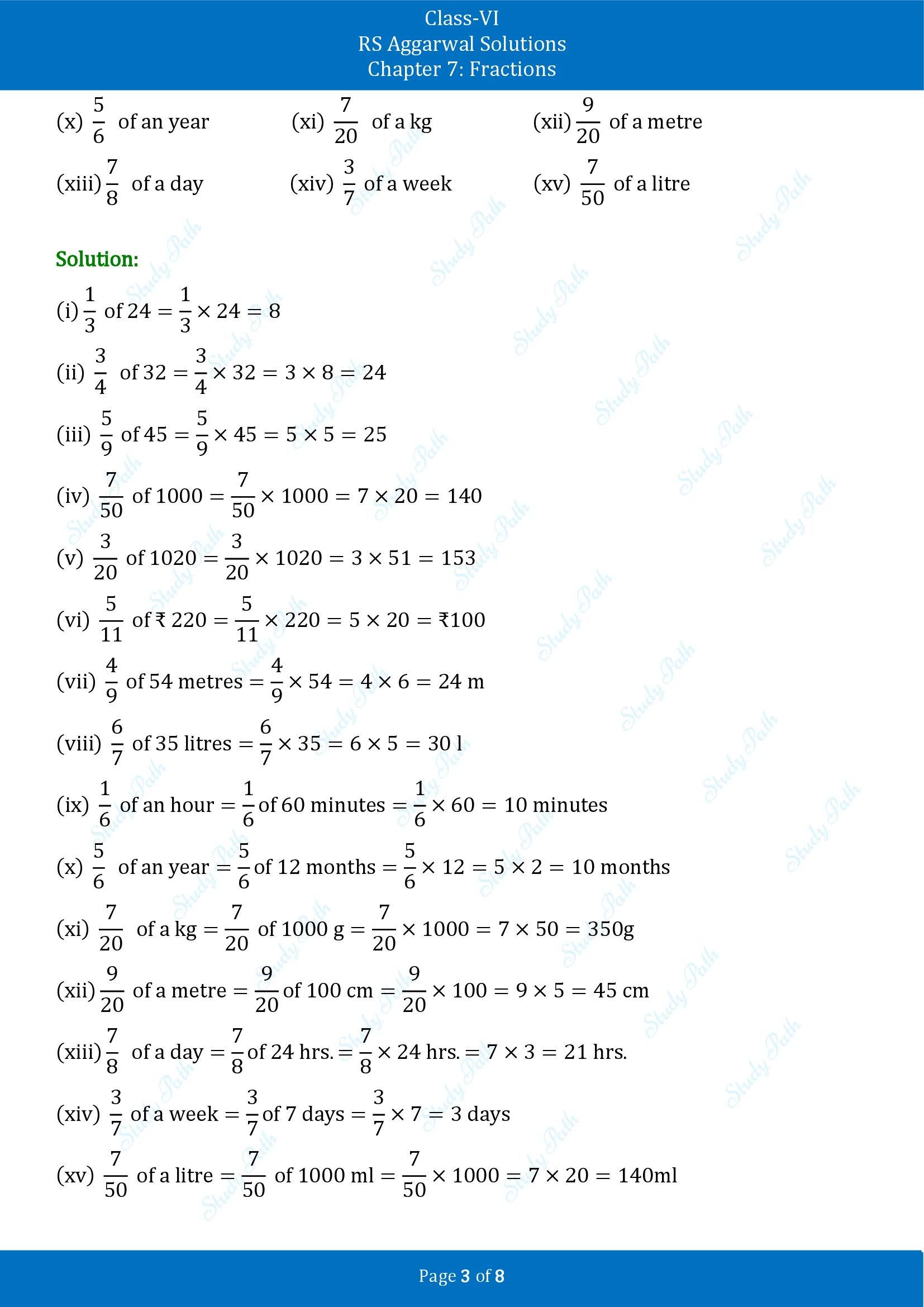 RS Aggarwal Solutions Class 6 Chapter 7 Fractions Exercise 7G 00003