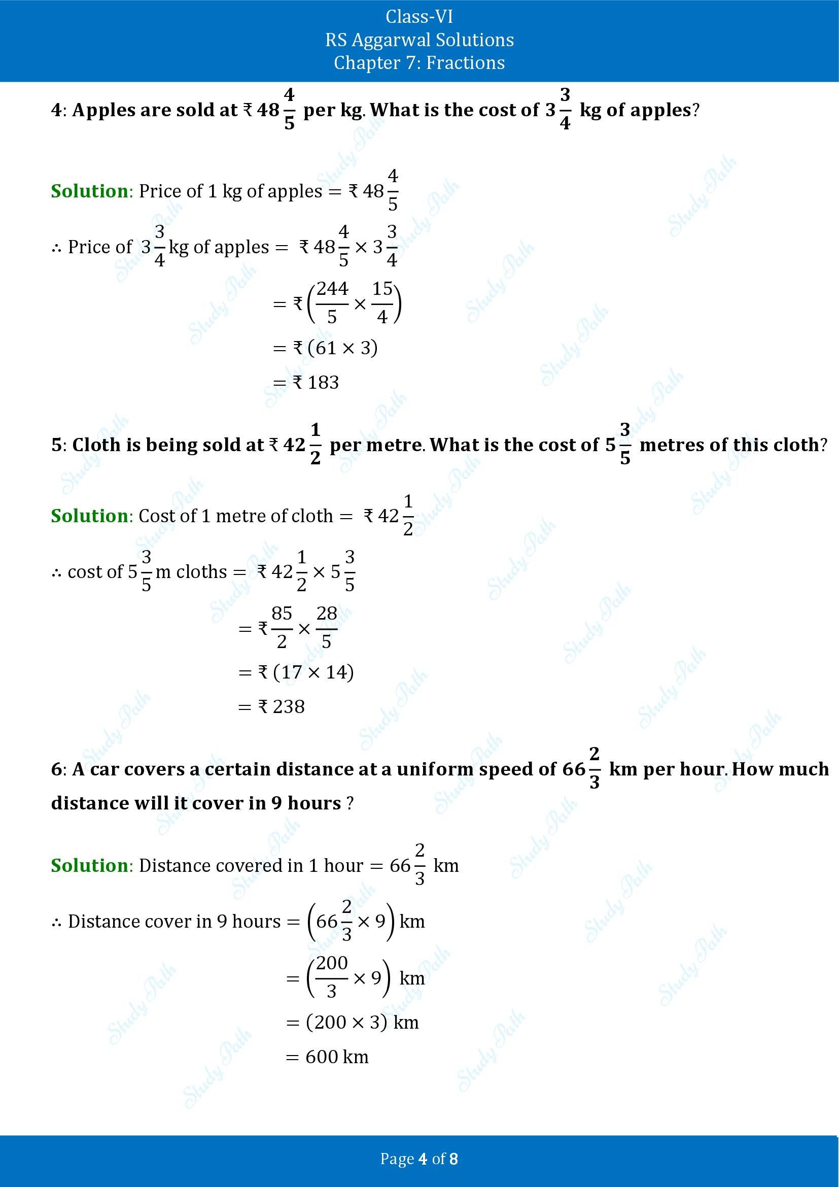 RS Aggarwal Solutions Class 6 Chapter 7 Fractions Exercise 7G 00004
