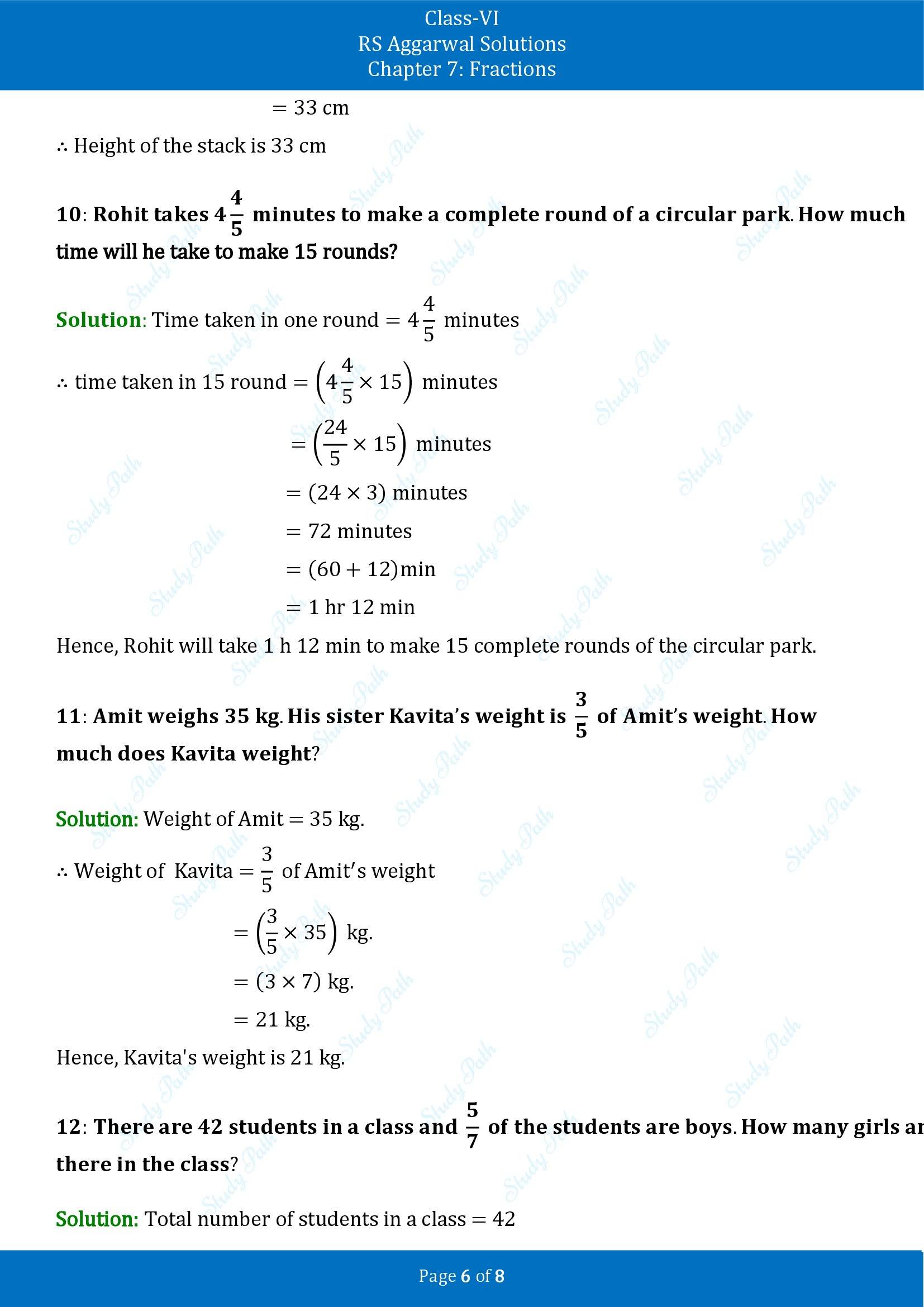 RS Aggarwal Solutions Class 6 Chapter 7 Fractions Exercise 7G 00006