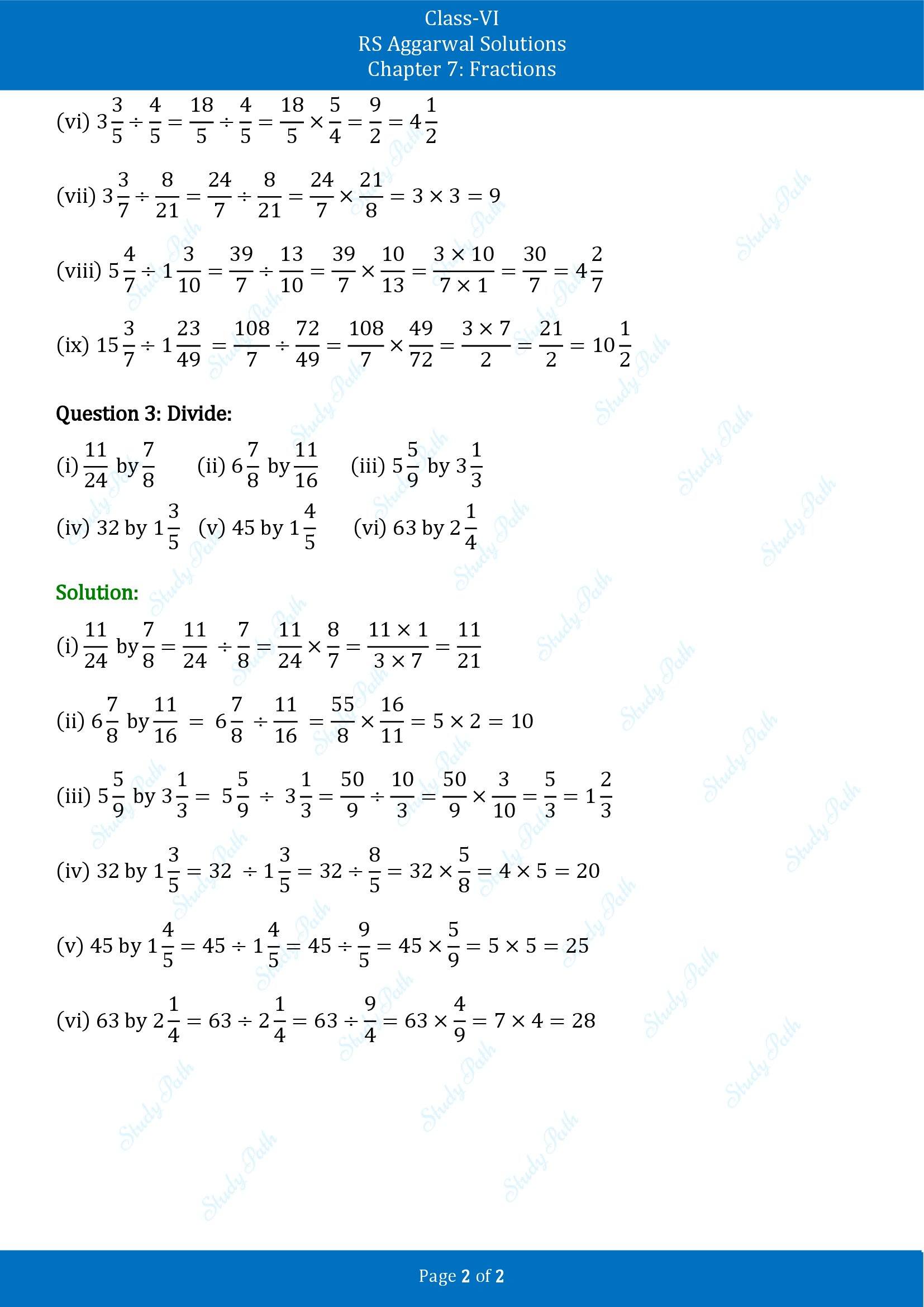 RS Aggarwal Solutions Class 6 Chapter 7 Fractions Exercise 7H 00002