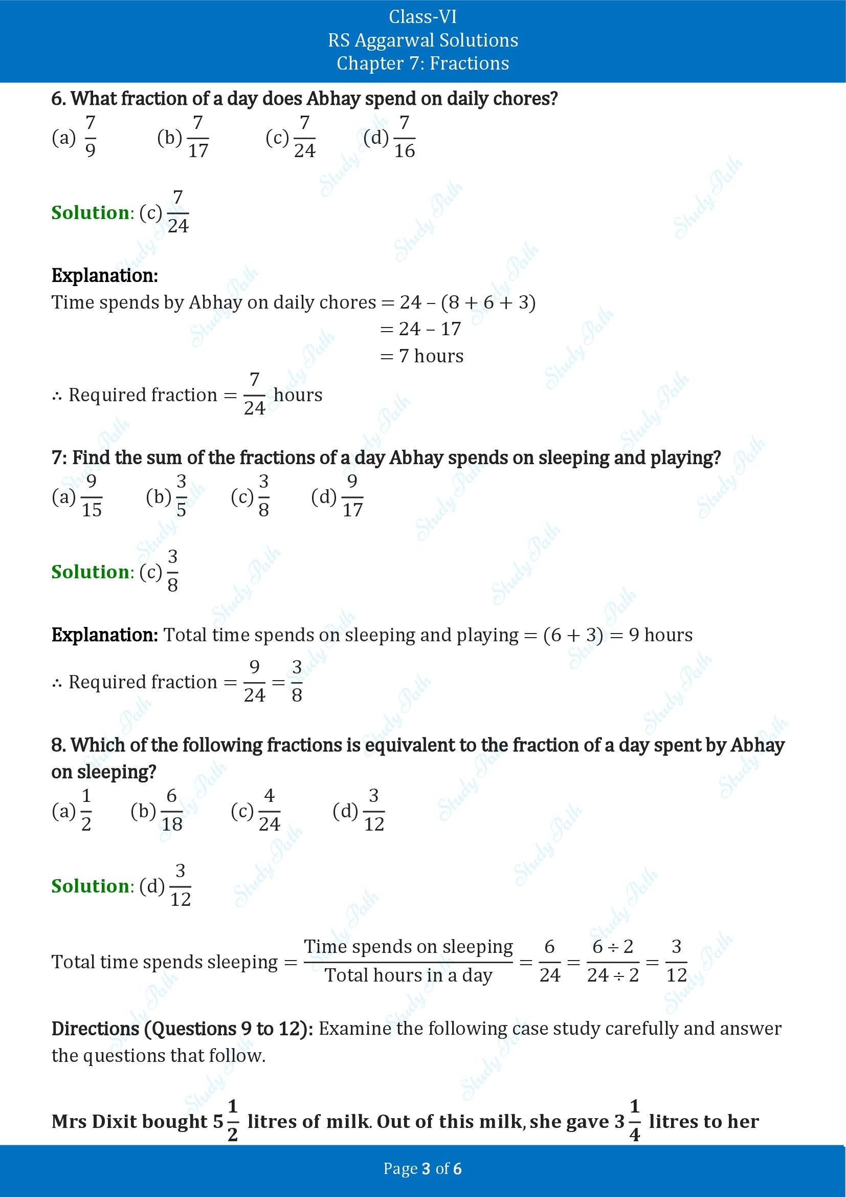 RS Aggarwal Solutions Class 6 Chapter 7 Fractions Exercise 7J 00003