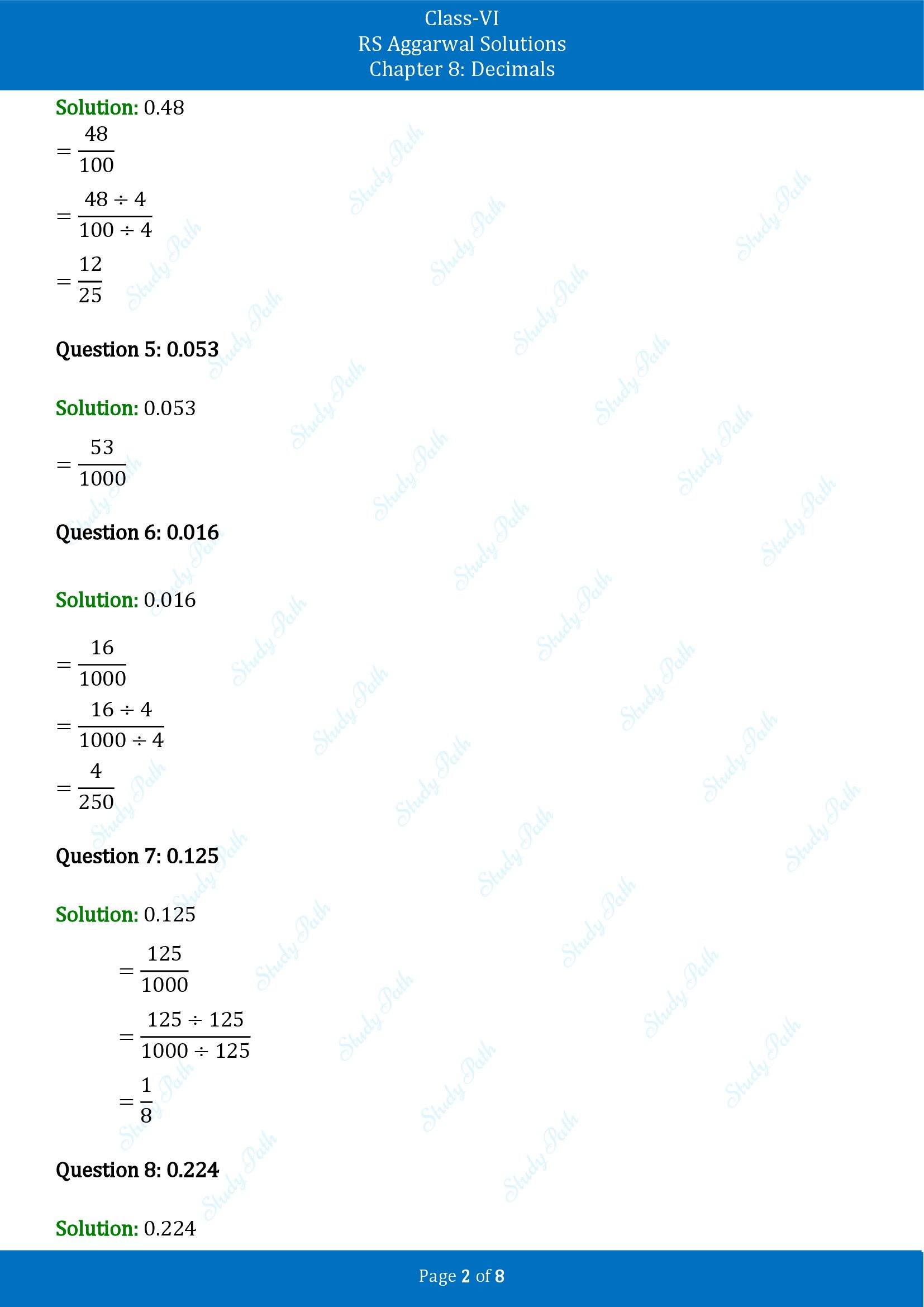 RS Aggarwal Solutions Class 6 Chapter 8 Decimals Exercise 8B 00002