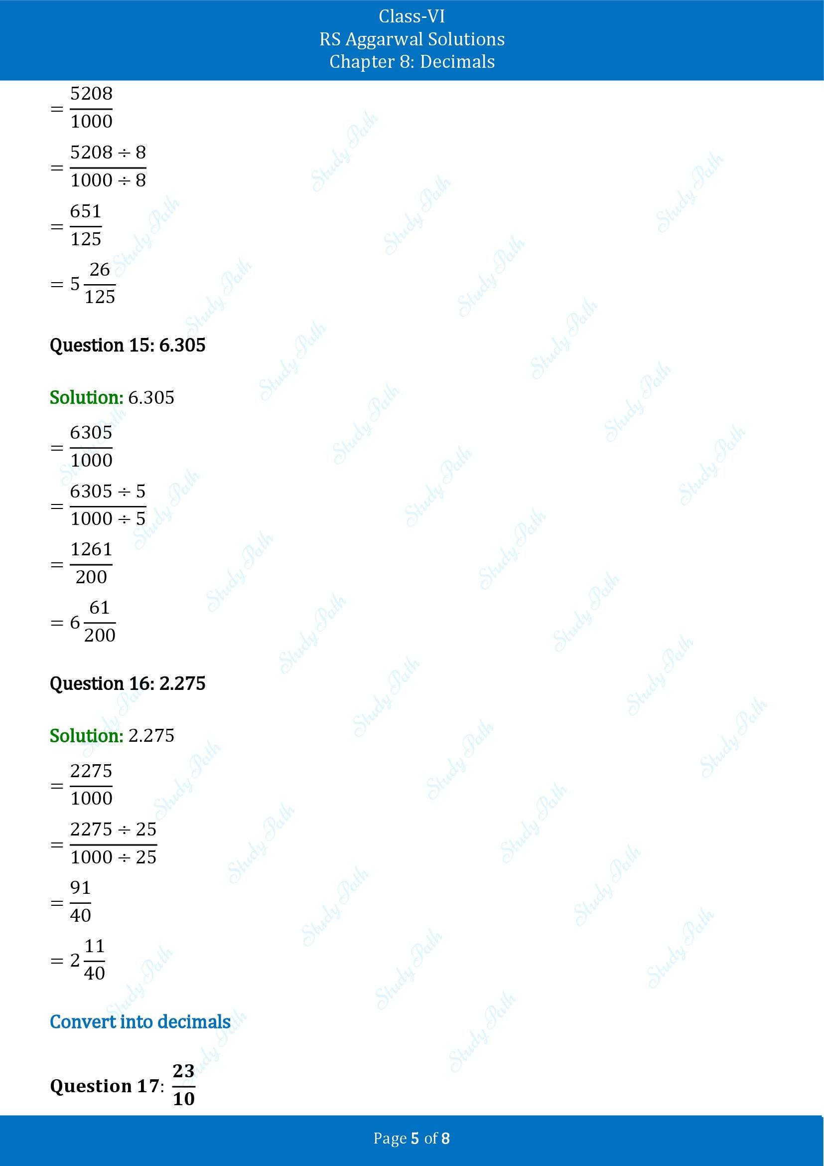 RS Aggarwal Solutions Class 6 Chapter 8 Decimals Exercise 8B 00005
