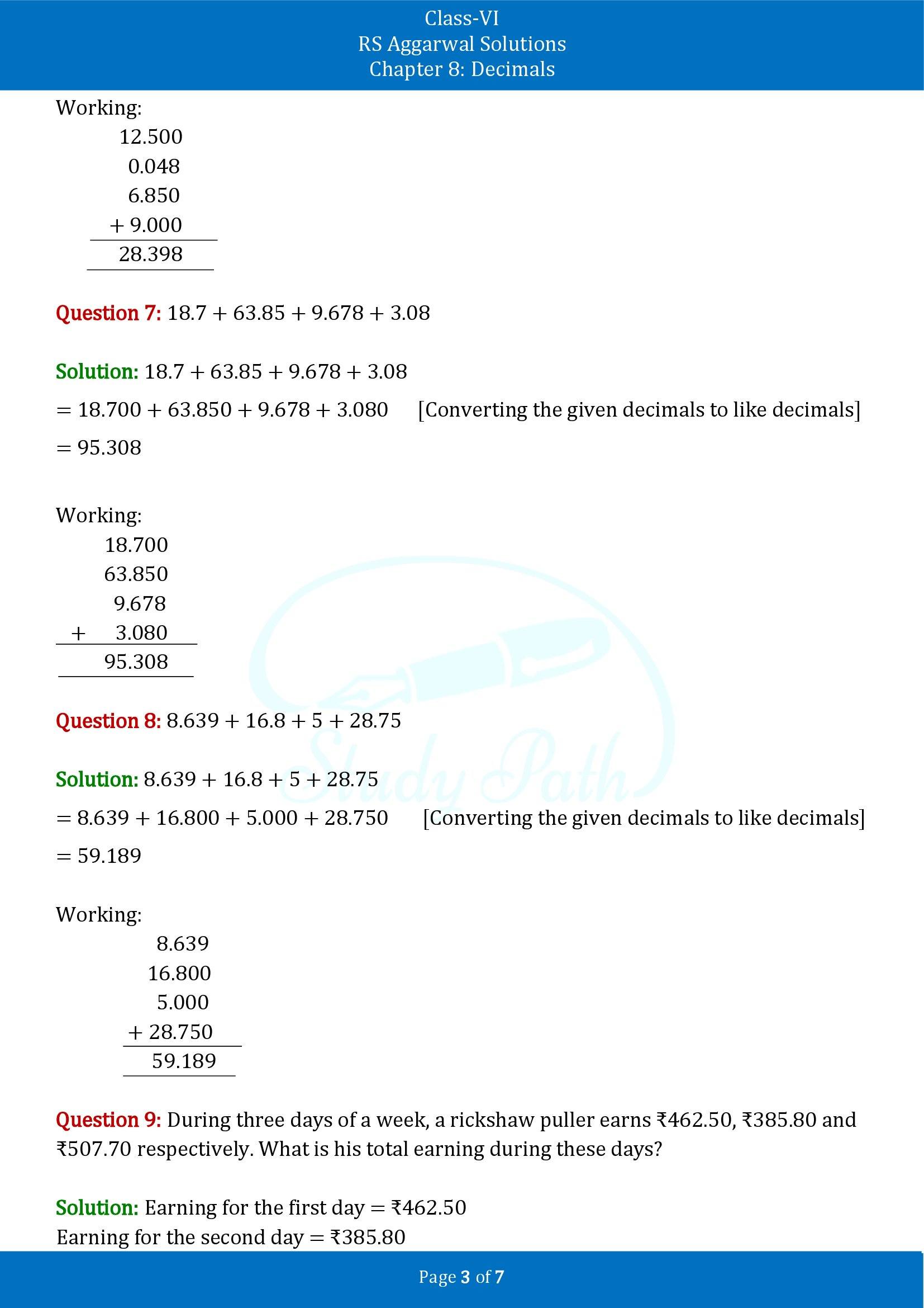 RS Aggarwal Solutions Class 6 Chapter 8 Decimals Exercise 8D 00003